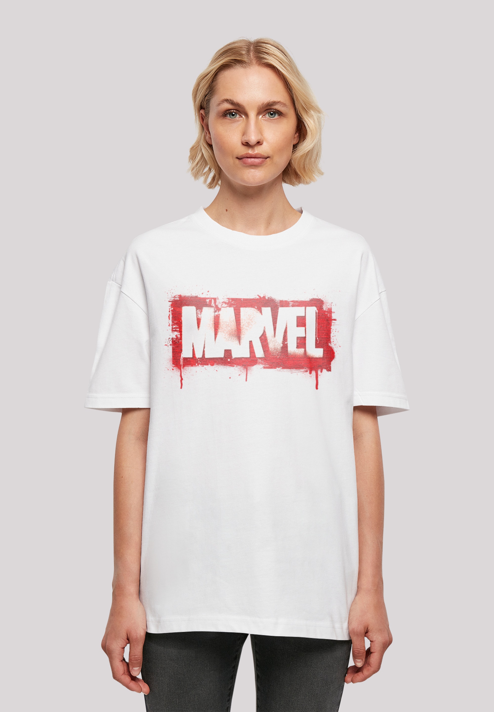 Marvel BAUR with Ladies Boyfriend tlg.) online F4NT4STIC bestellen Spray Kurzarmshirt Tee«, | »Damen Logo Oversized (1