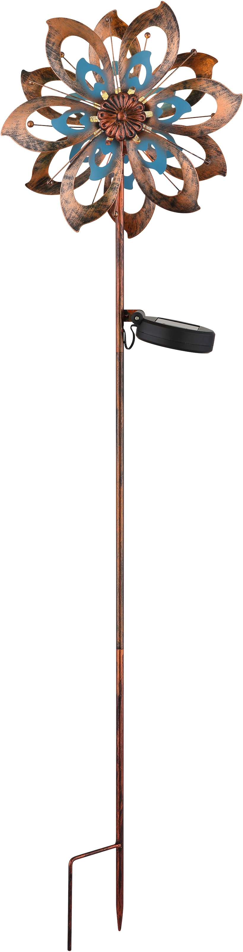 LED Solarleuchte GLOBO LIGHTING, B:12cm H:92cm L:22,5cmgoldfarben antik, Garten, Leuchten, "SOLARLEUCHTE METALL GOLDFARBEN PATINIERT, 1XLED", Solar