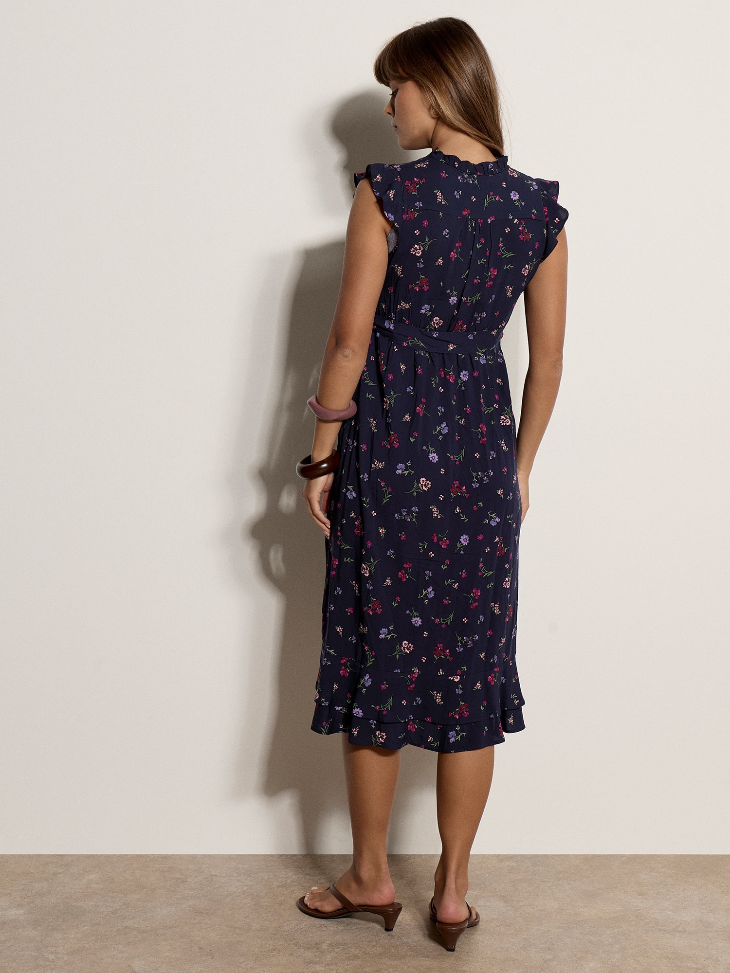Apricot Midikleid »Geblümtes Midi-Kleid« mit Rüschen und Gürtel