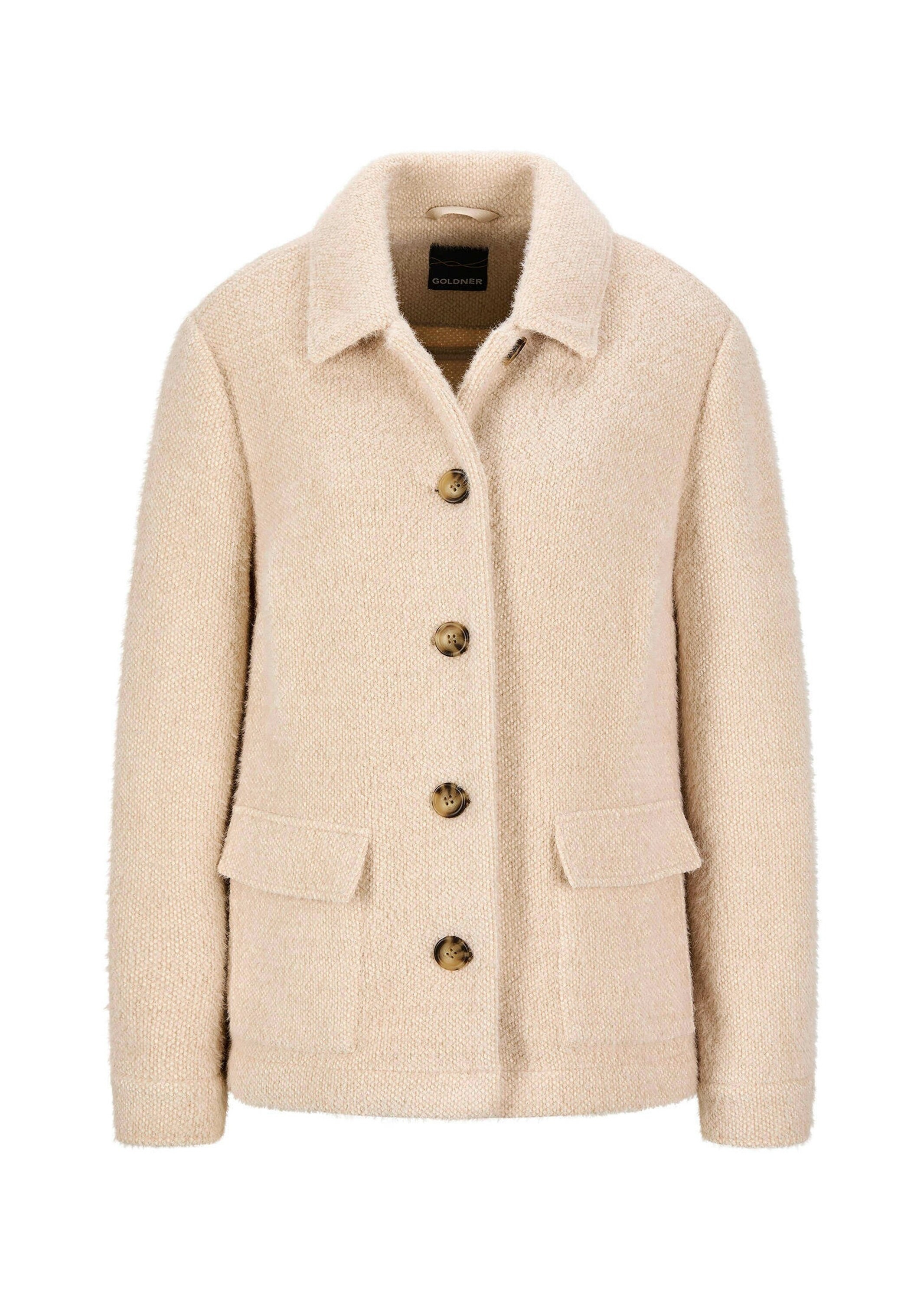 GOLDNER Damen Kurzjacke "Jacke in flauschiger Qualität mit Lurex", beige, Gr. 46, Obermaterial: 79% Polyester PES. 19% Polyamid PA. 2% metallisierte