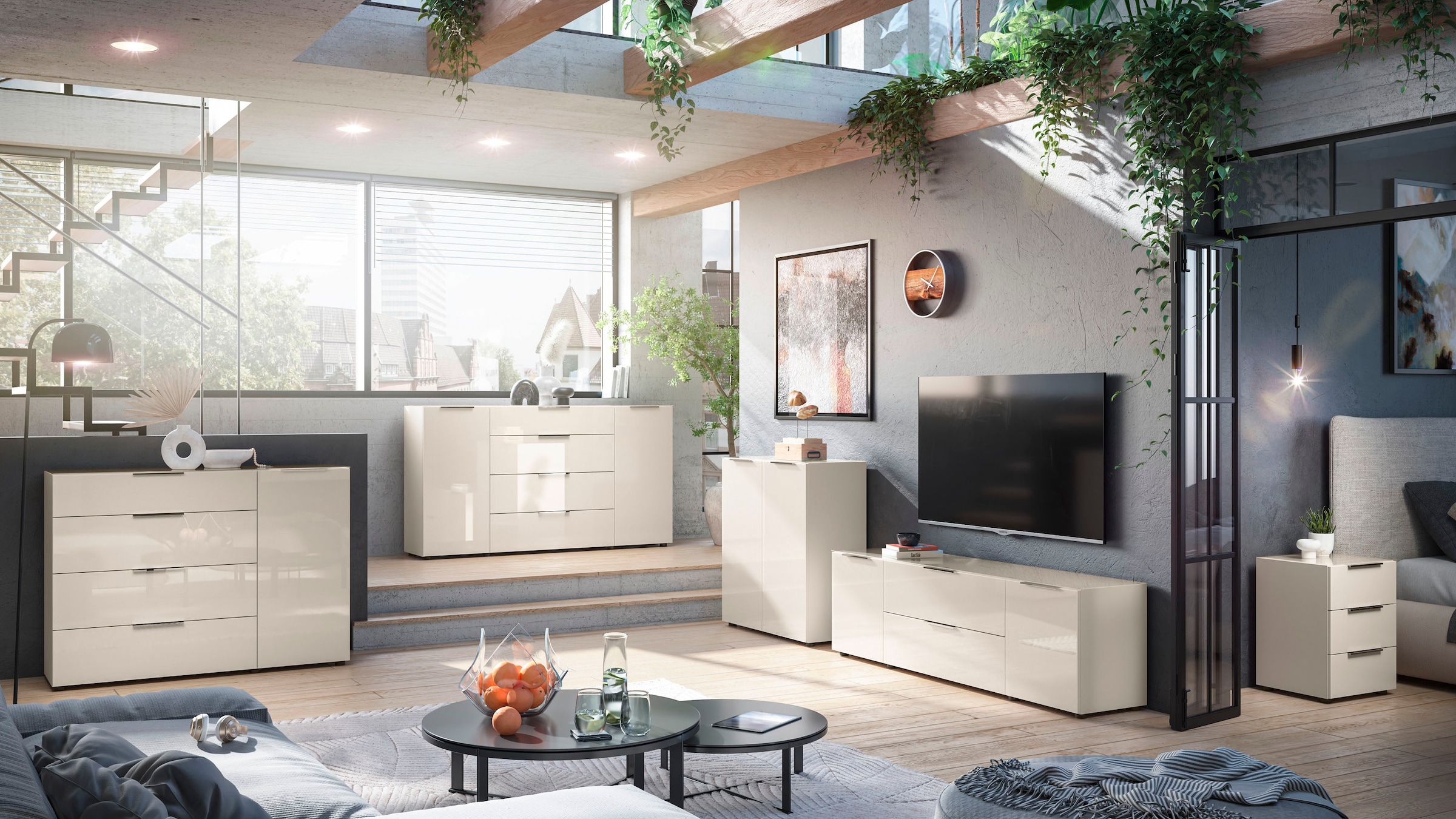 HBZ Kommode »Santorin, BxHxT 90x99x40 cm«, (1 St.), Breite 90cm, Softclose für Türen, Melaminbeschichtung