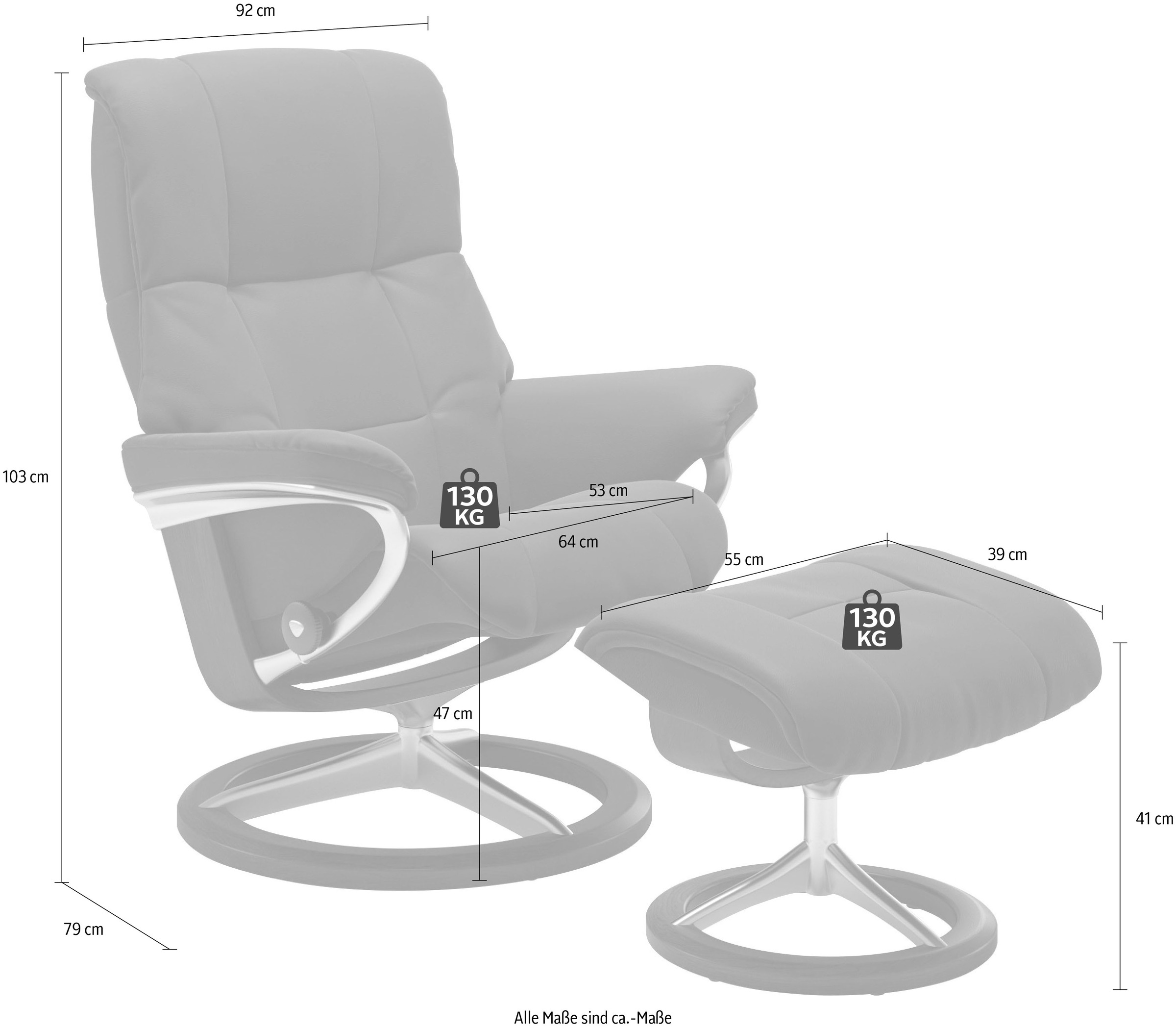 Stressless® Relaxsessel »Mayfair«, (Set, Relaxsessel mit Hocker), mit Hocker, mit Signature Base, Größe S, M & L, Gestell Eiche