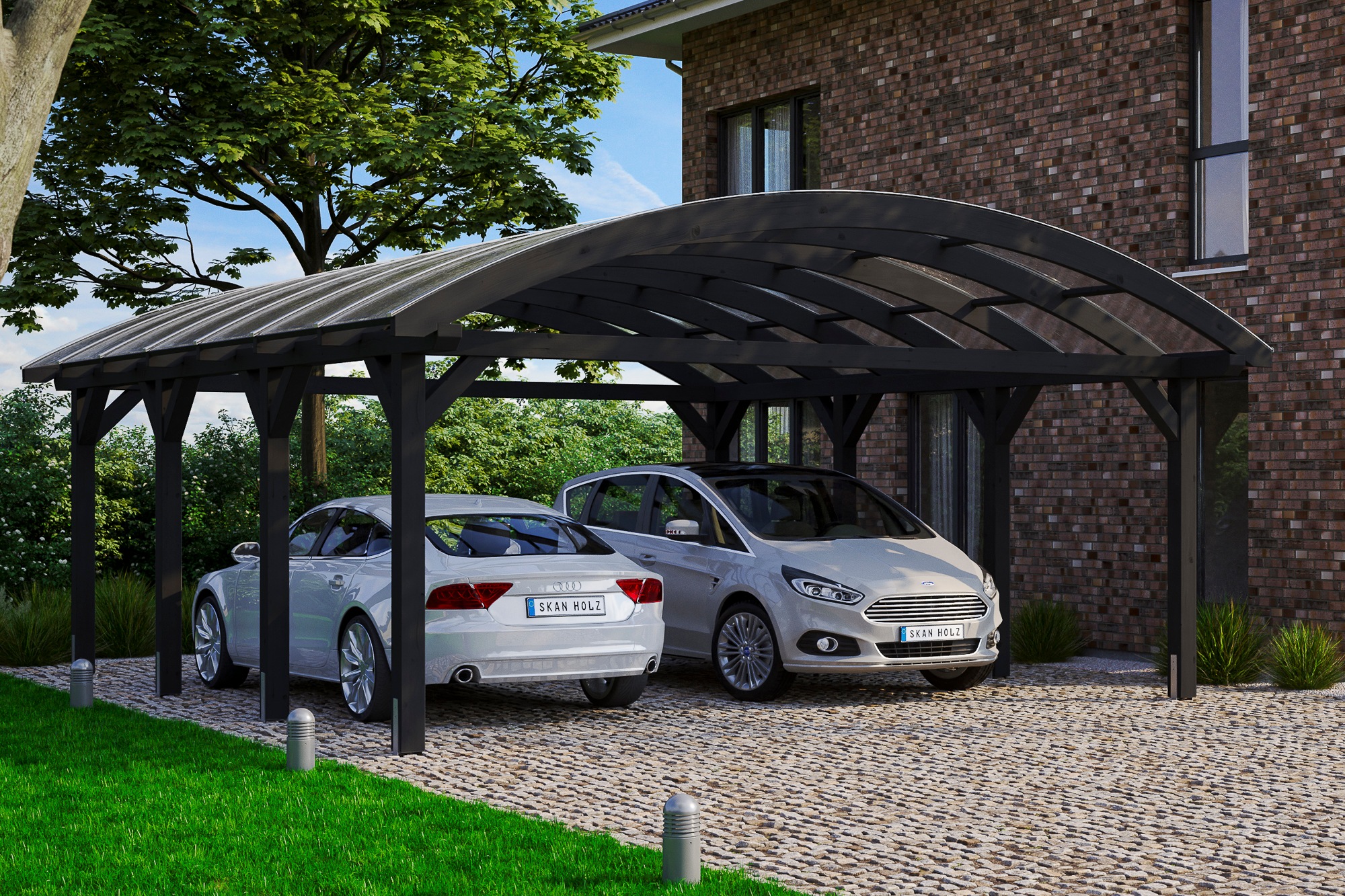 Skanholz Doppelcarport »Franken«, Holz, 550 cm, Anthrazit