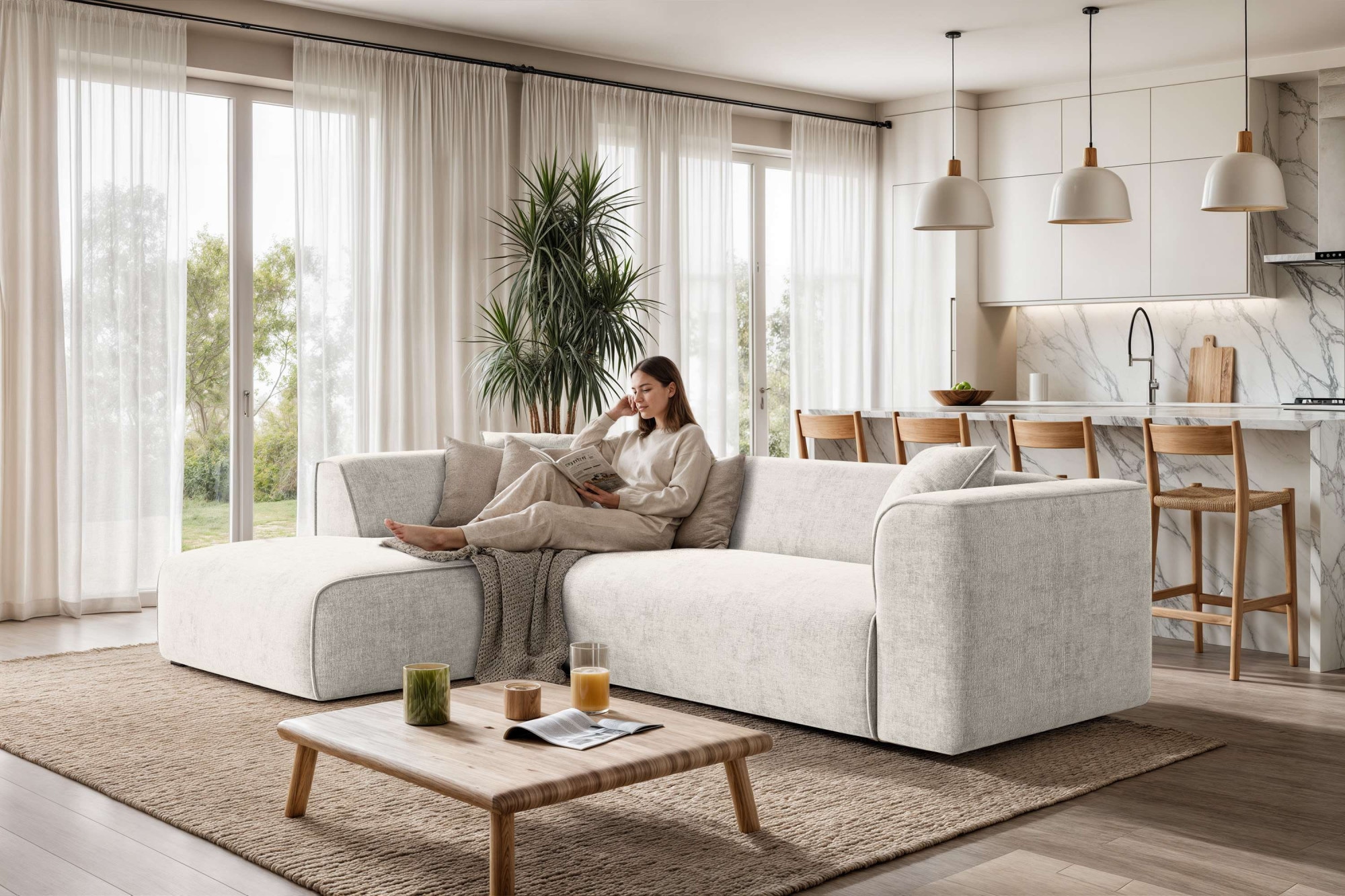 OTTO home Ecksofa "Merid L-Form, Sofa-Fix, B: 254 cm - OTTO. Verlässliche Qualität." Ottomane rechts/links, belastbar bis 460kg, nicht modulare Sofa