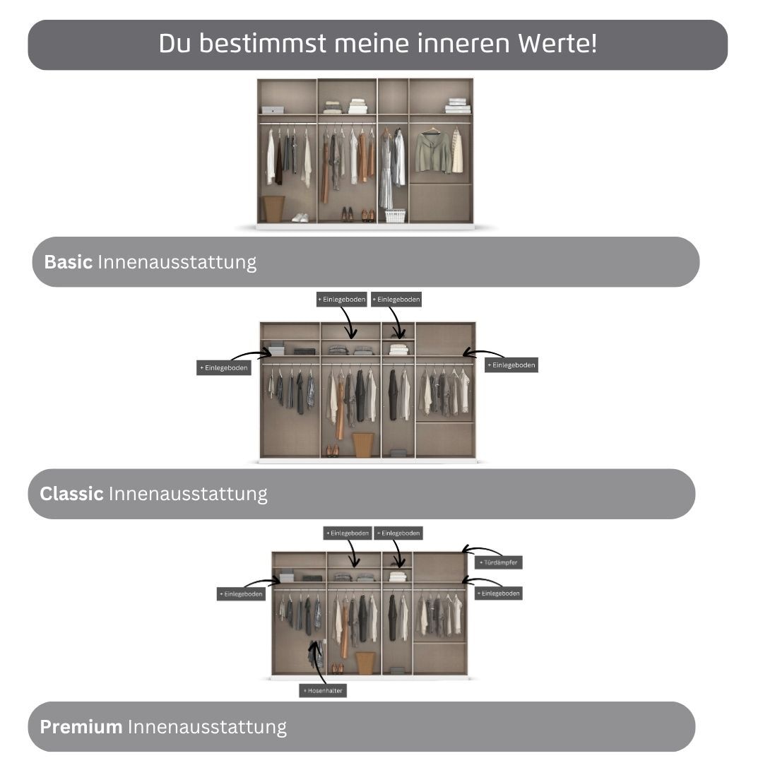 rauch Kleiderschrank »Drehtürenschrank Schrank Garderobe Wäscheschrank Schlafzimmer AVOLA«, (in 3 verschiedenen Ausstattungen BASIC/CLASSIC/PREMIUM), mit hochwertigen Stangengriffen in Schwarz aus Metall MADE IN GERMANY