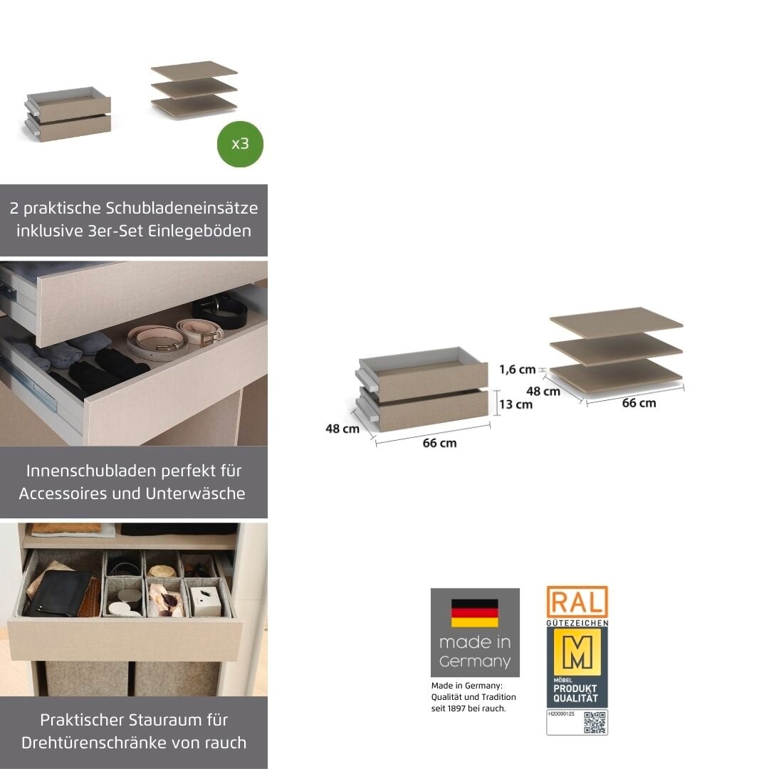 rauch Schubladeneinsatz »Zubehör für Schwebetürenschränke Rauch ORANGE« Set, in Breiten 66 cm oder 88 cm, 5 Stk. tlg.