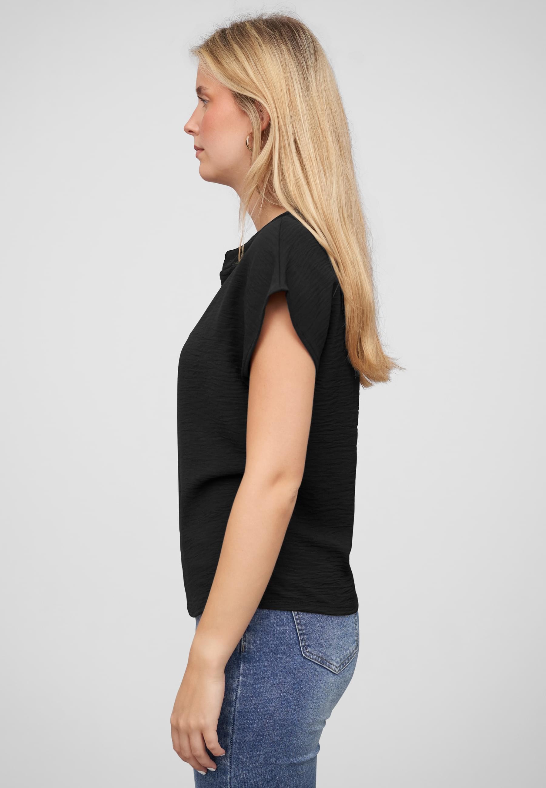 CLOUD 5IVE Klassische Bluse »CLOUD 5IVE Musselin Bluse mit V-Ausschnitt«