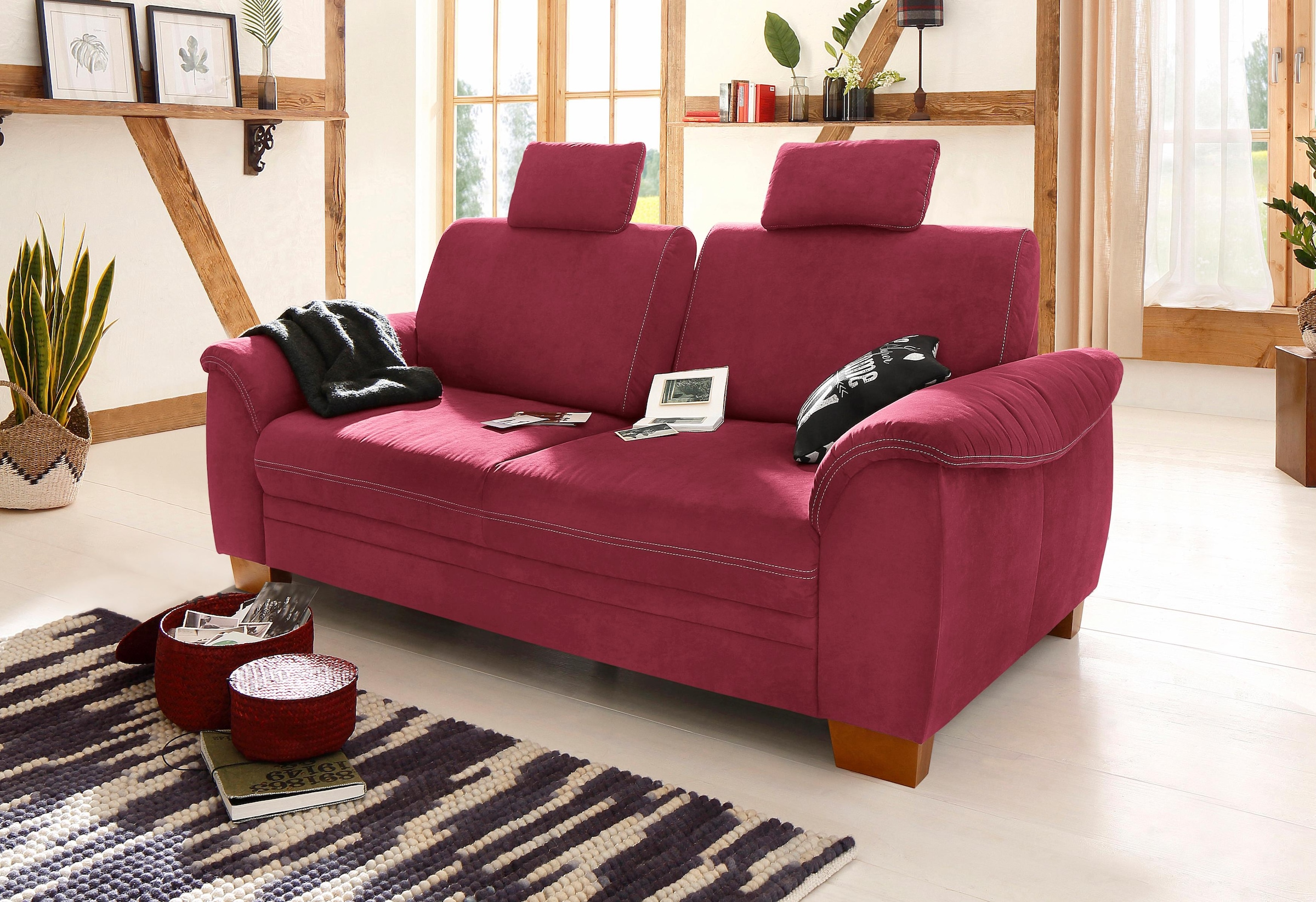 Home affaire 3-Sitzer »Husum« mit Sitztiefenverstellung, Kontrastnaht und Federkern