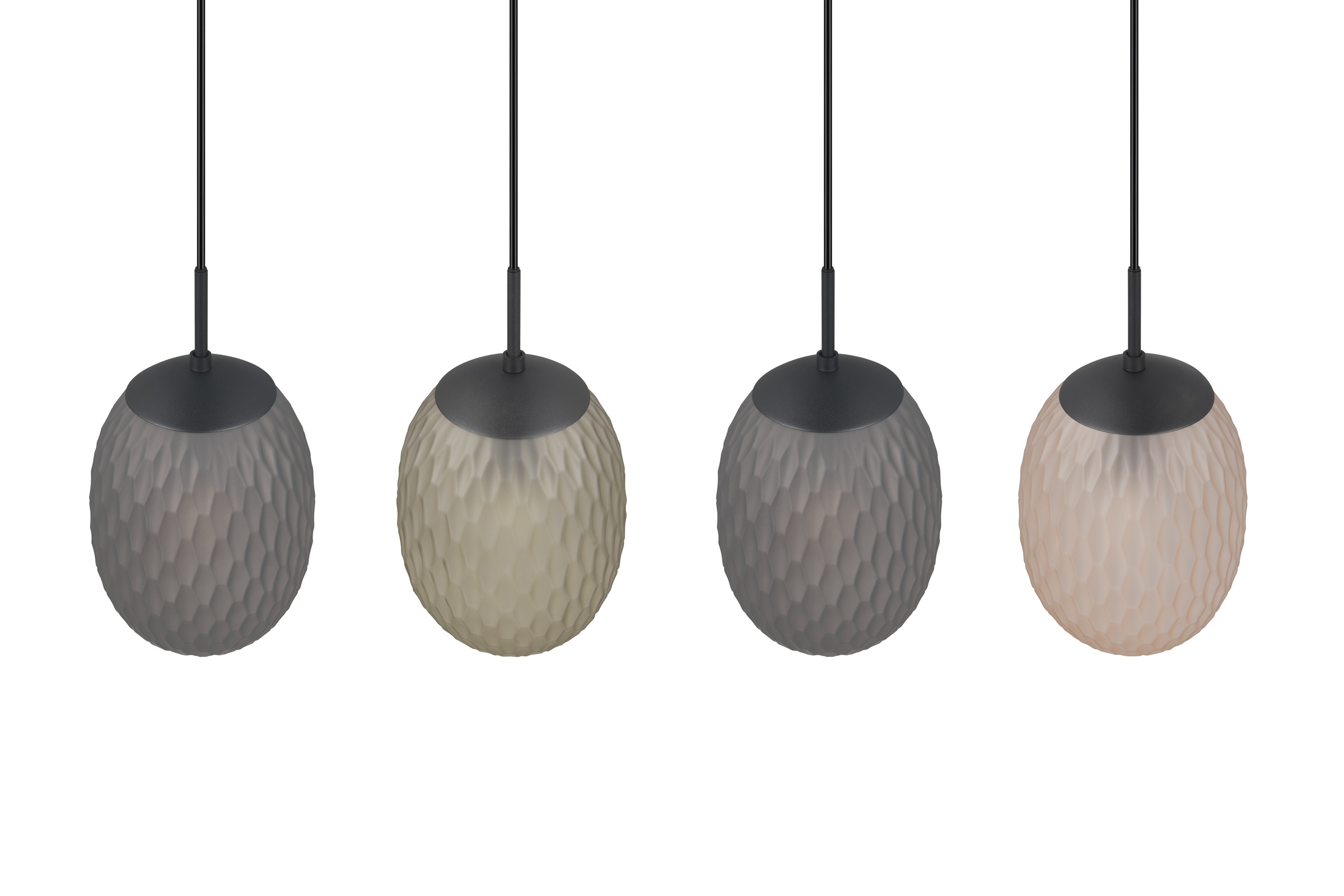 TRIO Leuchten Pendelleuchte »FACETTE, Hängeleuchte mit facettiertem Glasschirm in rauchgrau Ø 18cm« E27 1 Stk. warmweiß - kaltweiß exkl. Leuchtmittel E27 max 25W, Höhe einstellbar max 150cm