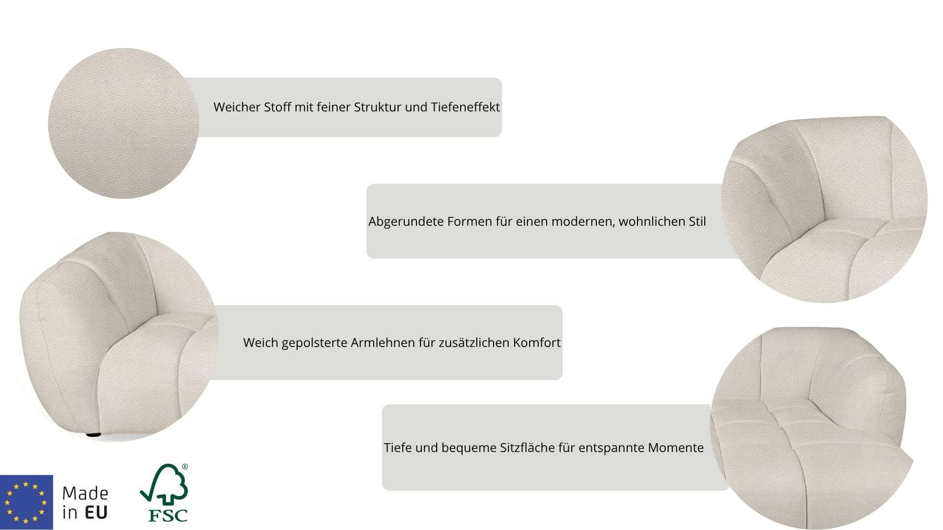 OTTO home Ecksofa »Gerron, Struktur-Chenille-Stoff mit Mélange-Effekt« Breite 271 cm, L-Form, vertikale Steppung, organische Rundungen