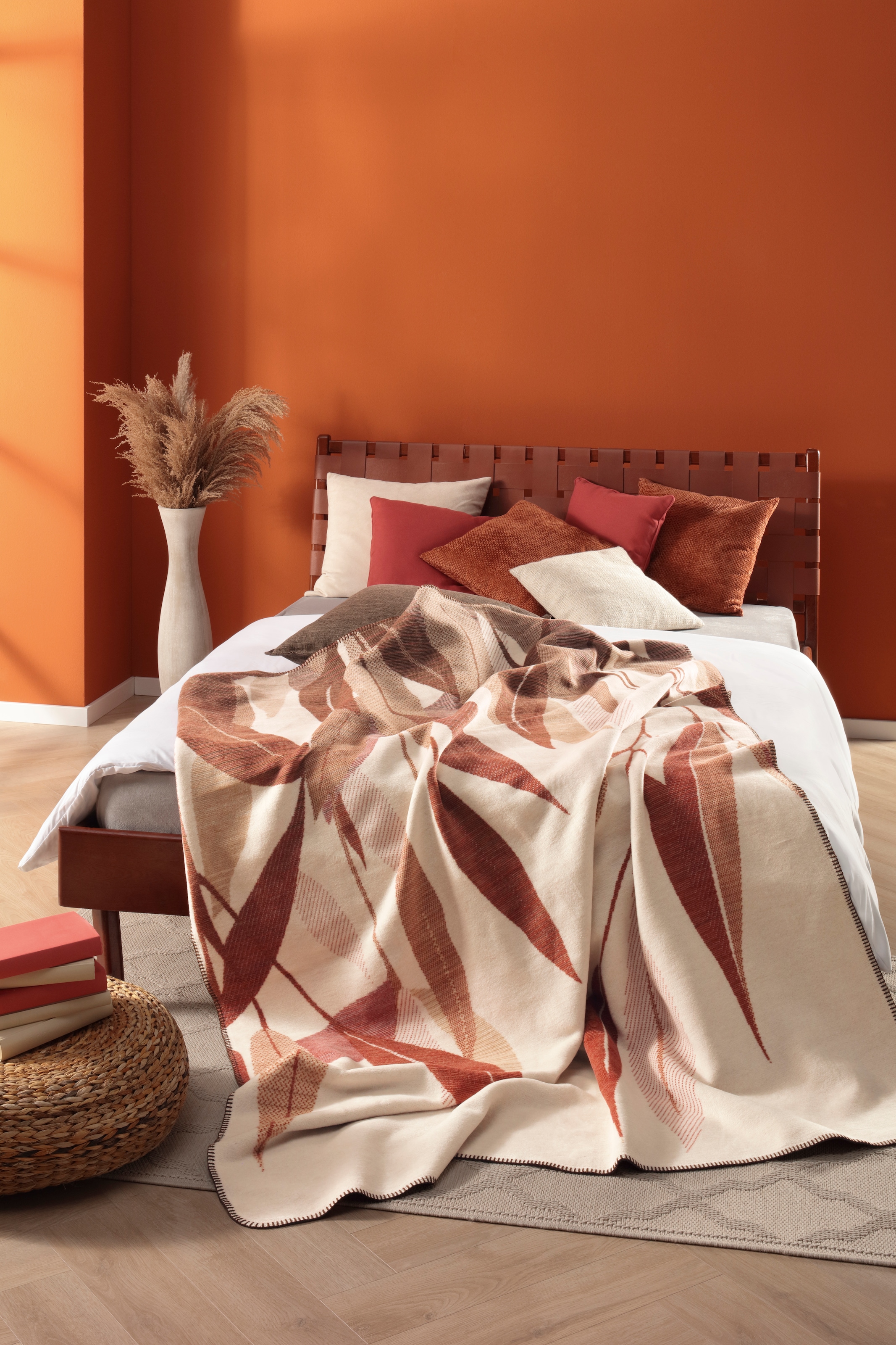 Biederlack Wohndecke »Ember Leaves« 150 x 200, mit Zierstich