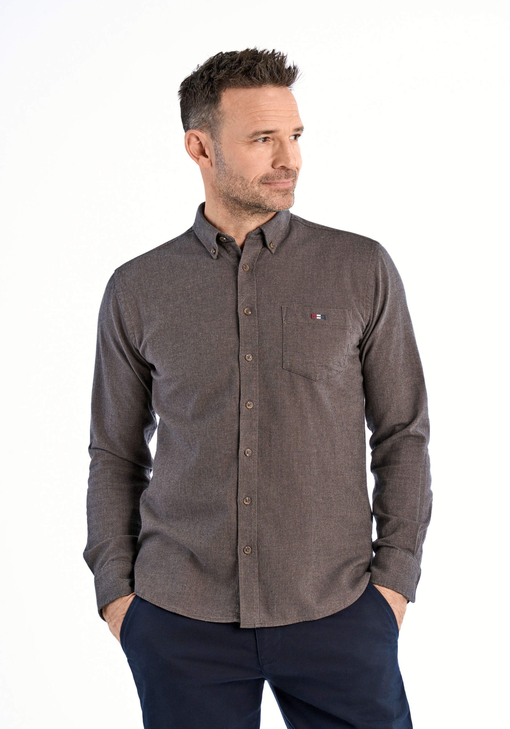 BISON Langarmhemd "Freizeithemd (Langarm) Regular Fit"