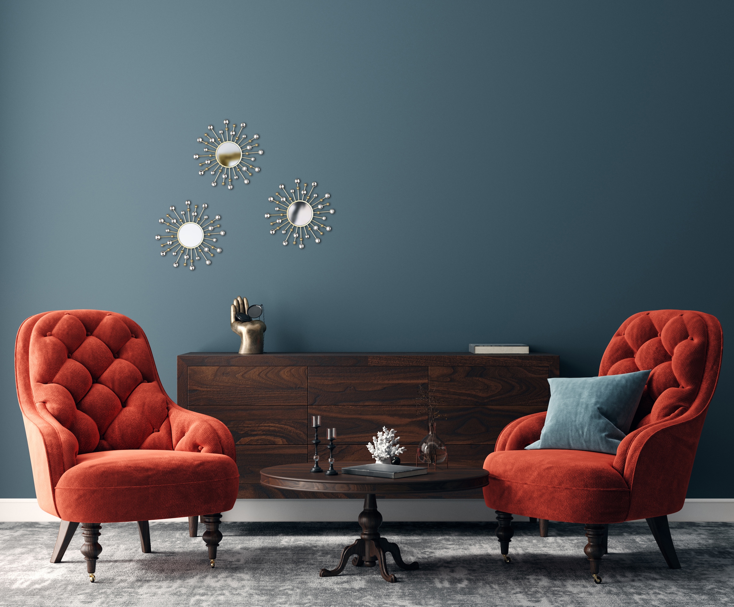 Dekospiegel, B:25,5cm H:25,5cm Ø:25,5cm, gold, MIRRORS AND MORE, Metall, Spiegel, "Melanie", mit Glitzersteinen