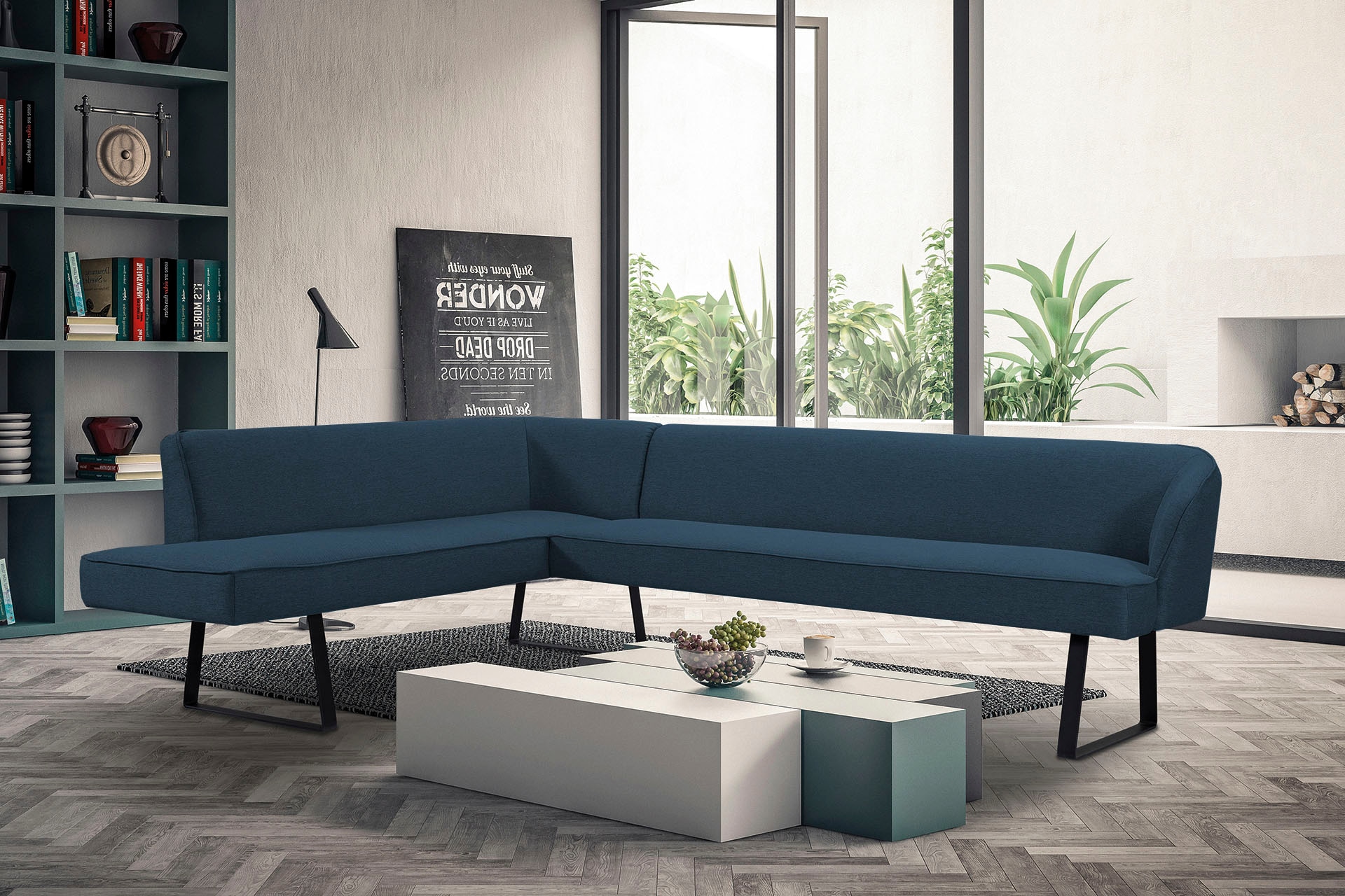 exxpo - sofa fashion Eckbank "Americano", mit Keder und Metallfüßen, Bezug in verschiedenen Qualitäten