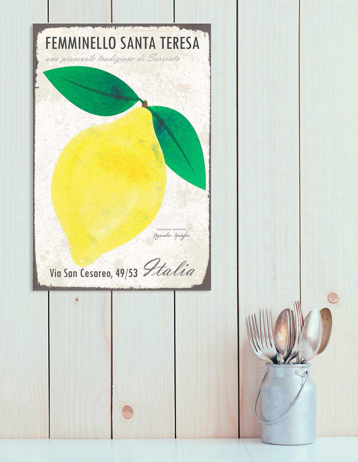 queence Metallbild "Femminello Santa Teresa", Schriftzüge-Schriftzug-Obst, günstig online kaufen