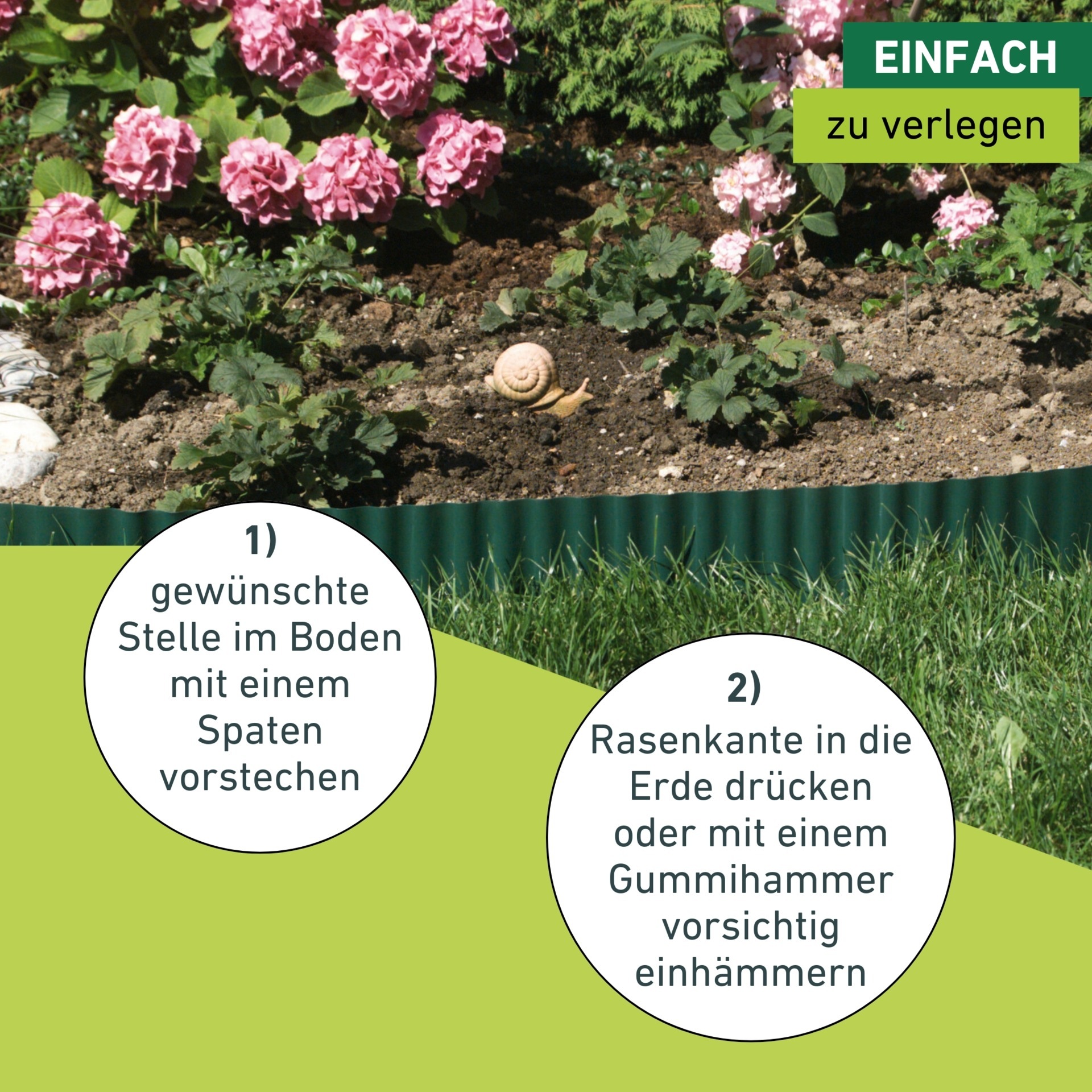 Windhager Rasenkante »zur Einfassung von Rasenflächen, grün« robuste Beeteinfassung, erhältlich in 15 cm x 9 m oder 20 cm x 9 m