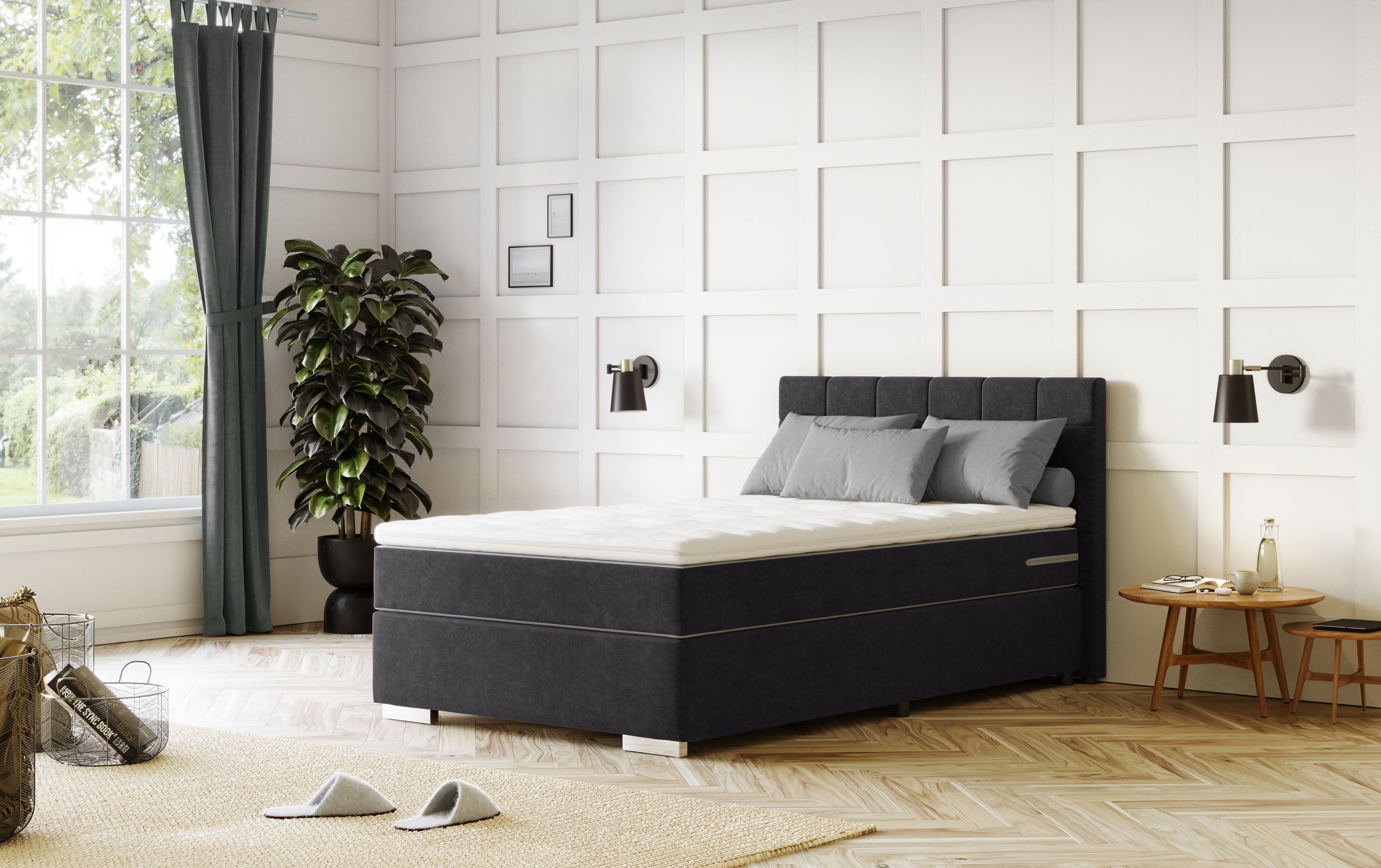 COTTA Boxspringbett "Simba erhältlich in verschiedenen Breiten, Farben und Härtegraden" Bezugsstoff: Struktur fein