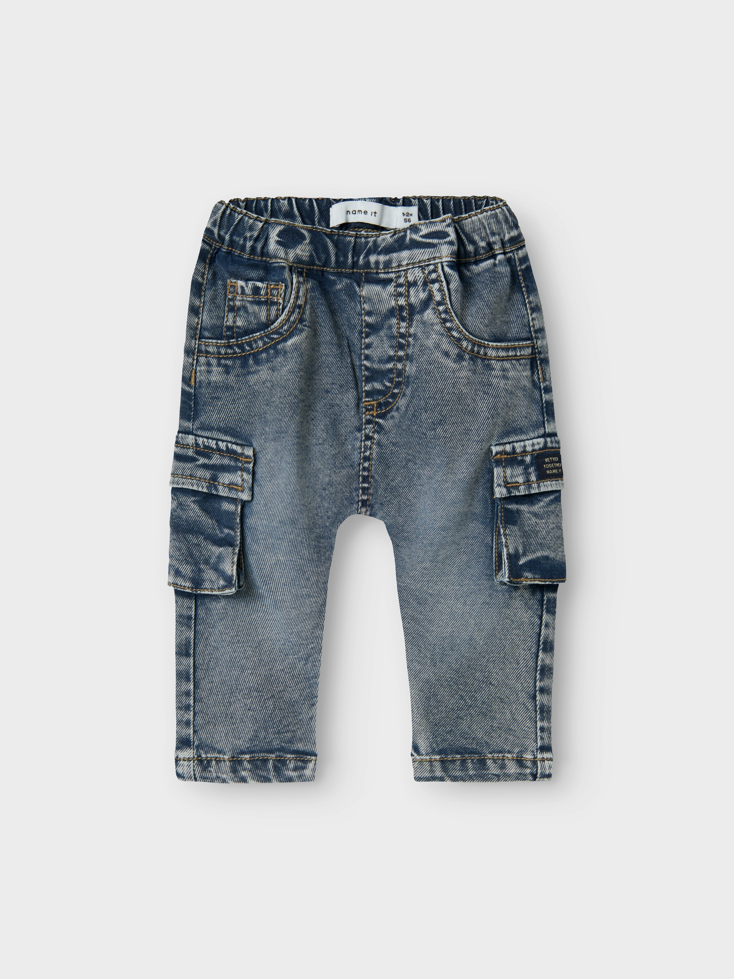 NAME IT Jungen Loose-fit-Jeans "NBMBEN BAGGY CARGO JEANS 2727-YB NOOS", blau, Gr. 86, Abriebeffekte, Denim/Jeans, Obermaterial: 71% Lyocell, 20%