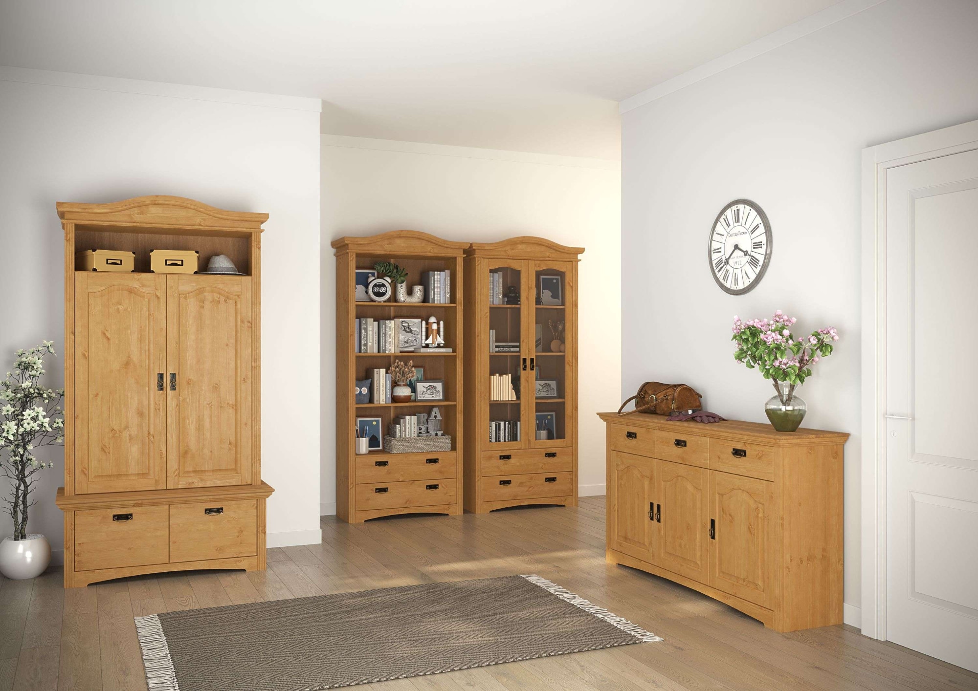 Home affaire Vitrine "Konrad" aus massiver Kiefer, mit Glaseinsätzen, B/T: günstig online kaufen