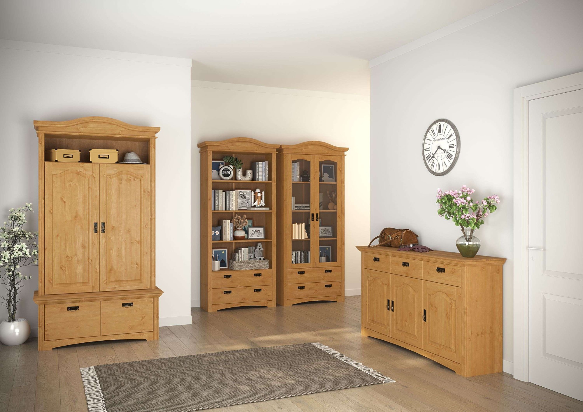 OTTO home Vitrine "Konrad" aus massiver Kiefer, mit Glaseinsätzen, B/T: 94/ günstig online kaufen