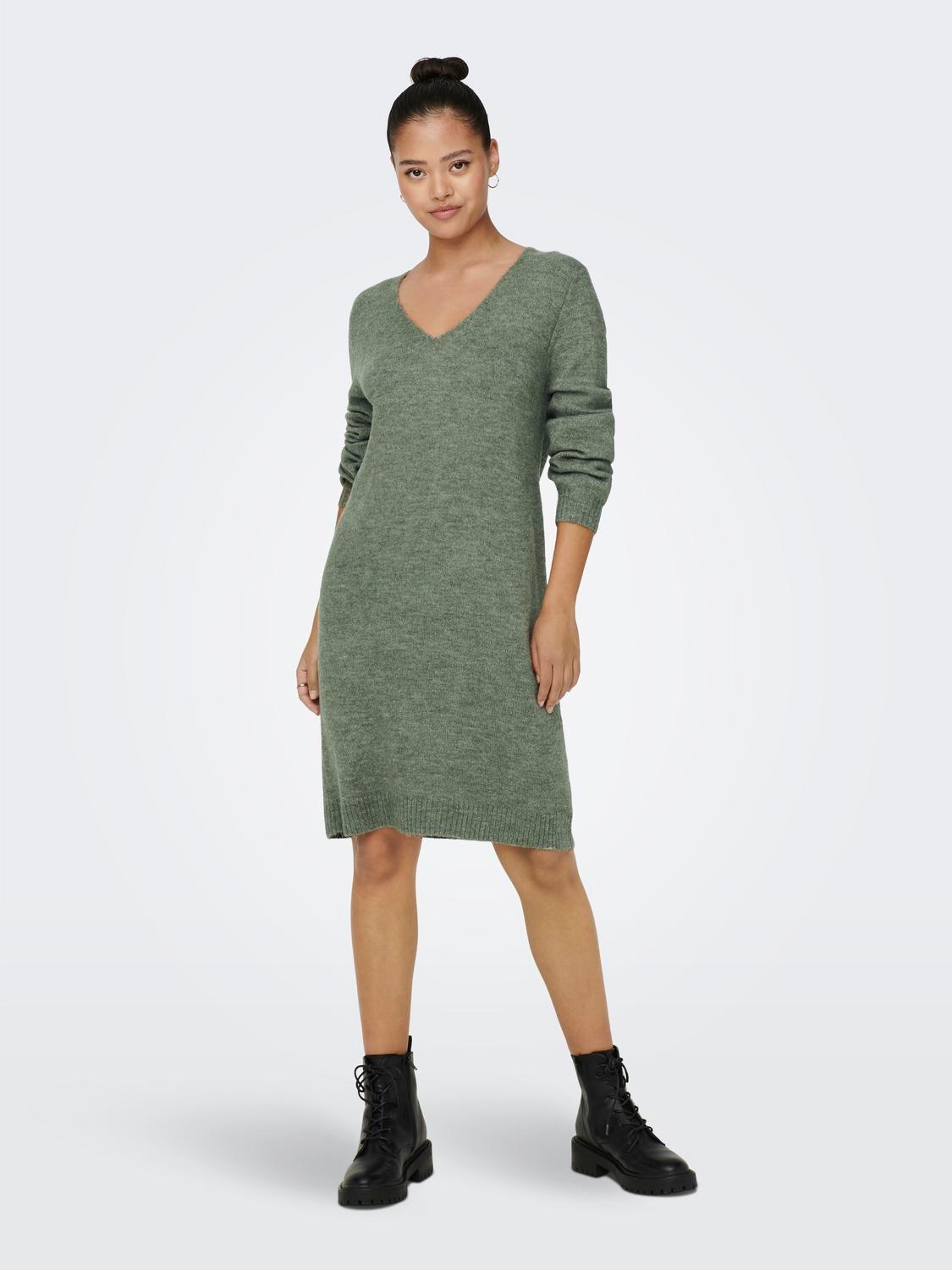 JDY Strickkleid »JDYELANORA L/S V-NECK DRESS KNT NOOS«