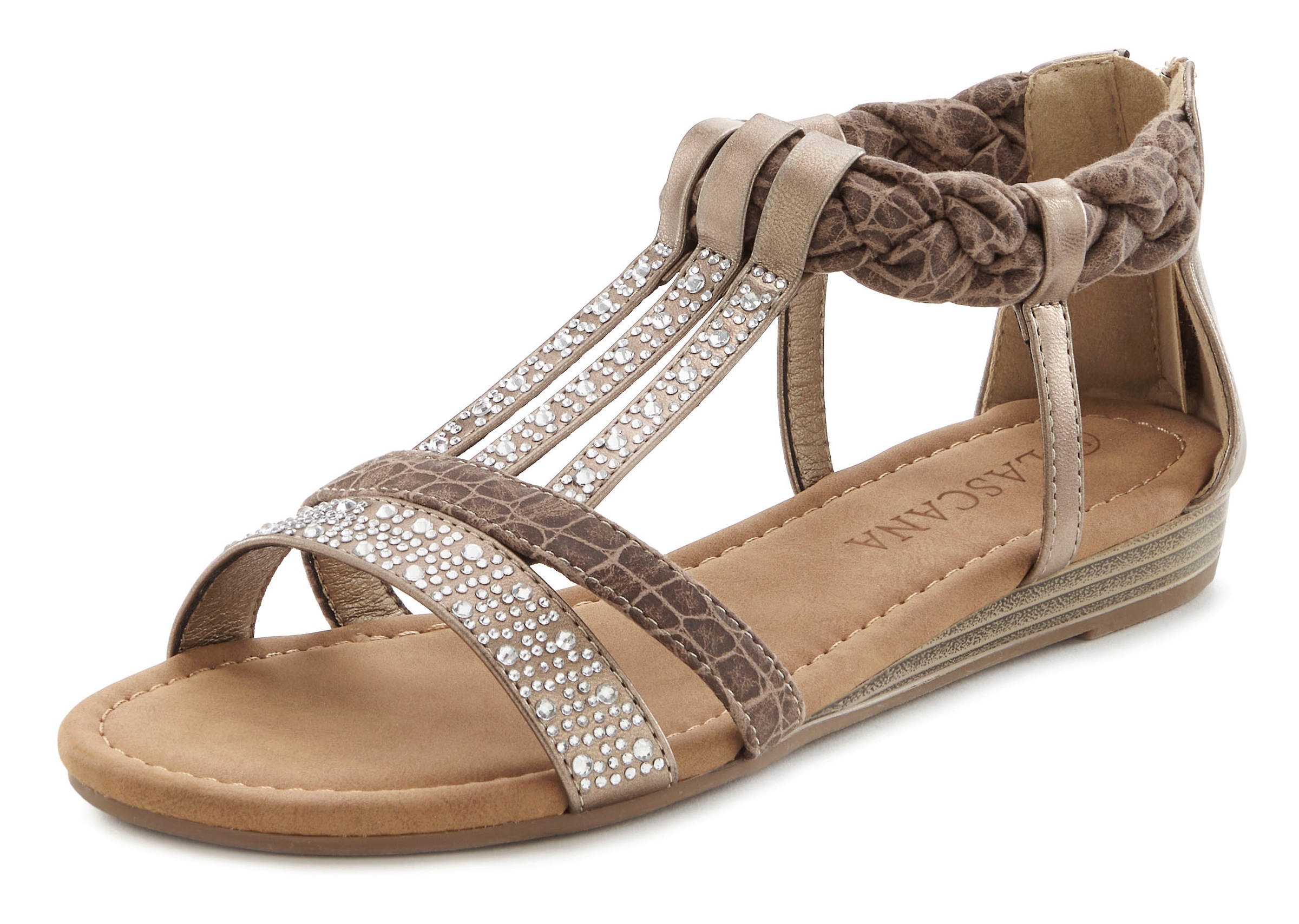 LASCANA Sandale "Sommerschuh, Sandalette", mit Glitzersteinen und kleinem K günstig online kaufen