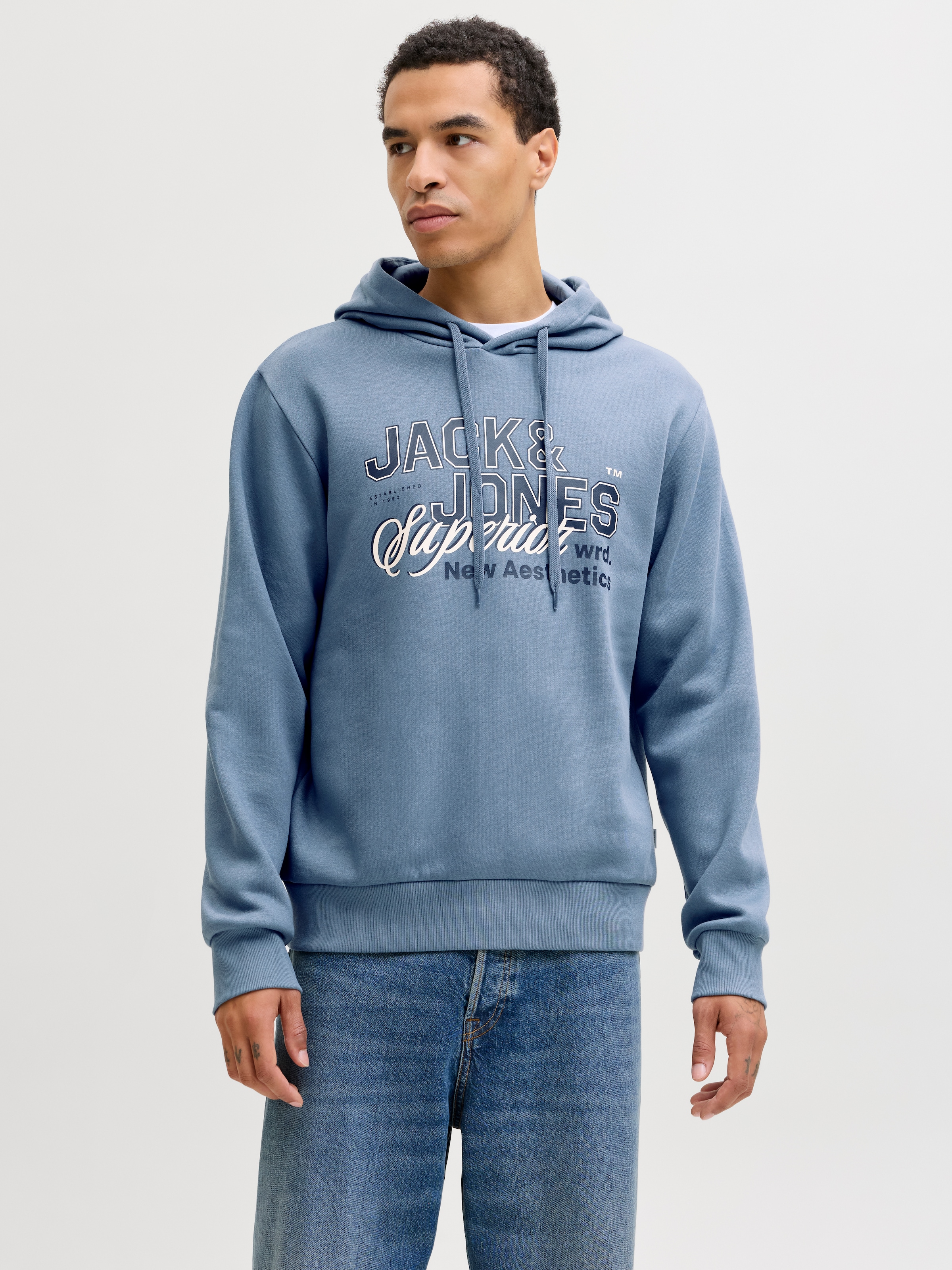 Jack & Jones Sweat à Capuche 12279649 Logo 2 Colors Blue Mirage M Homme 2