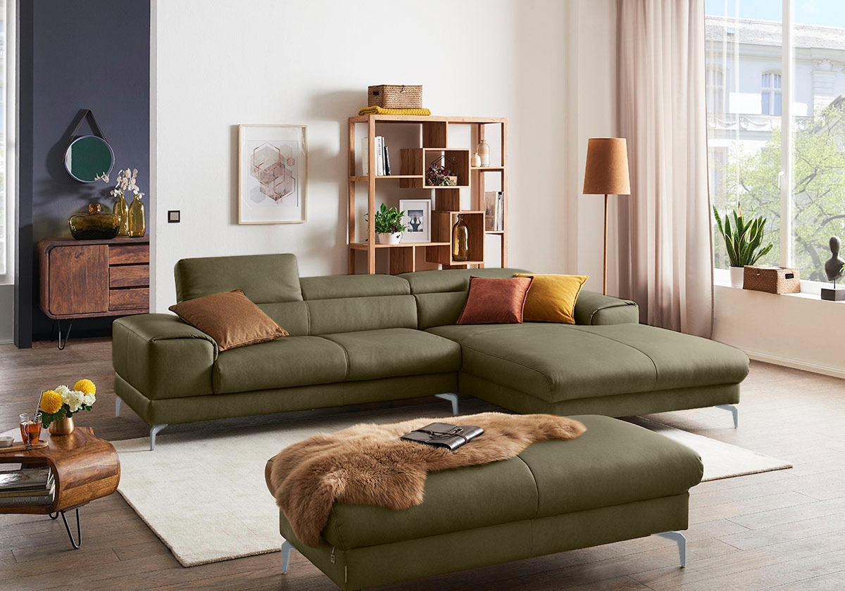 W.SCHILLIG Polsterhocker »piedroo, Designsofa mit tollem Sitzkomfort, bequem, L-Form«, Füße in Silber matt