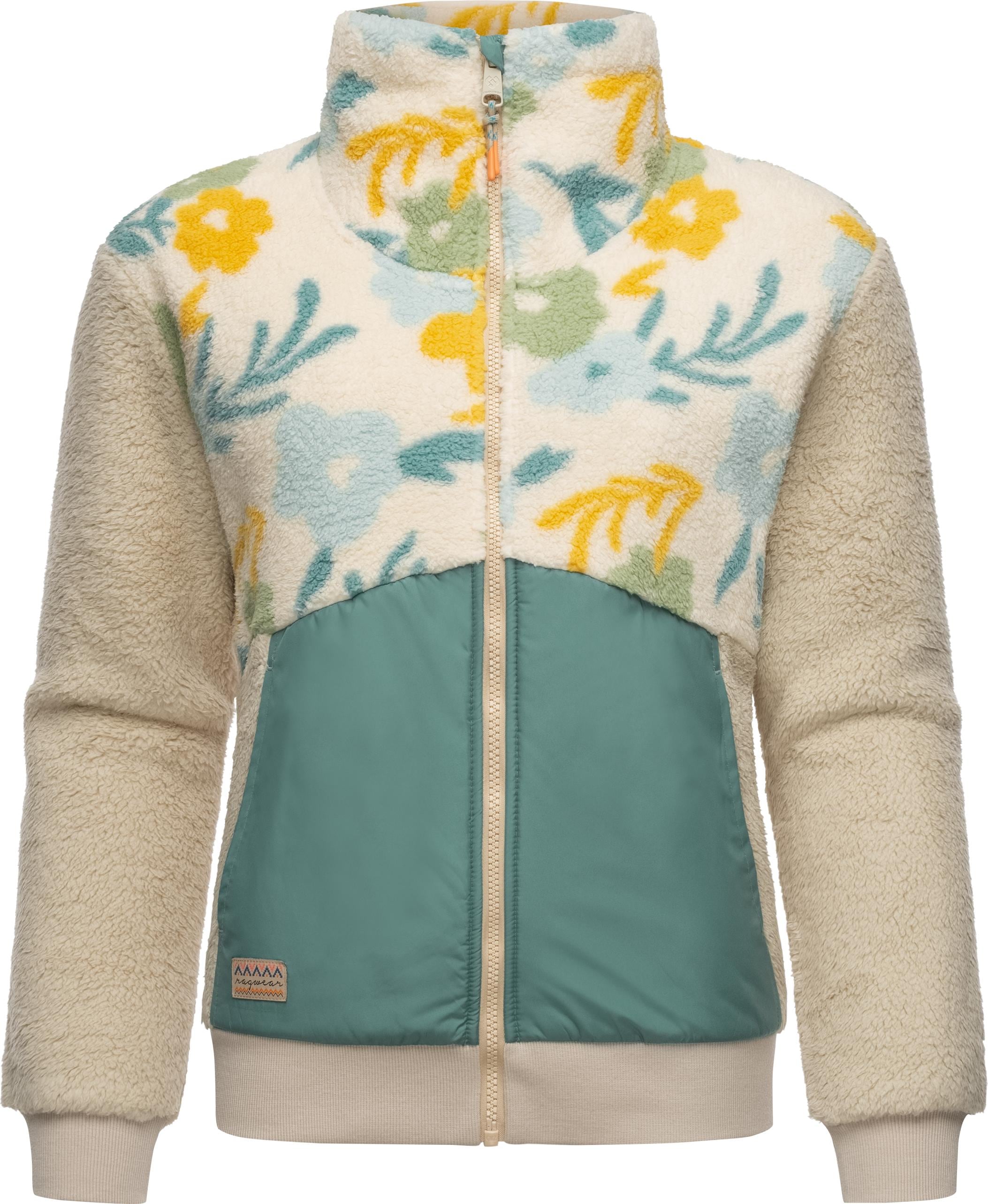 Ragwear Fleecejacke "Madaras Flower", ohne Kapuze, Flauschige Damen Übergangsjacke aus Teddyfleece