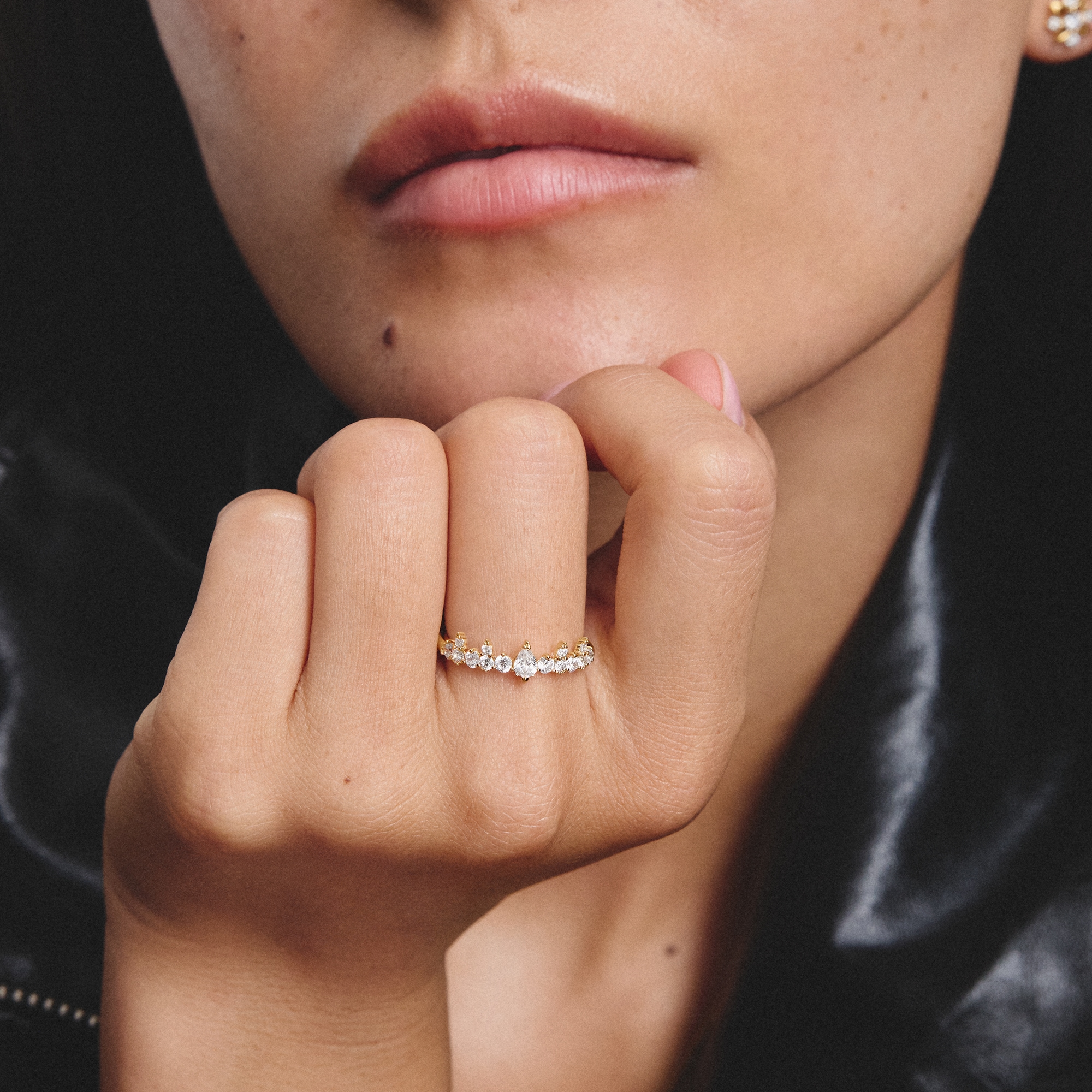 THOMAS SABO Fingerring »Midnight Sky Ring Krone gelbgoldfarben« mit Zirkonia (synth.)