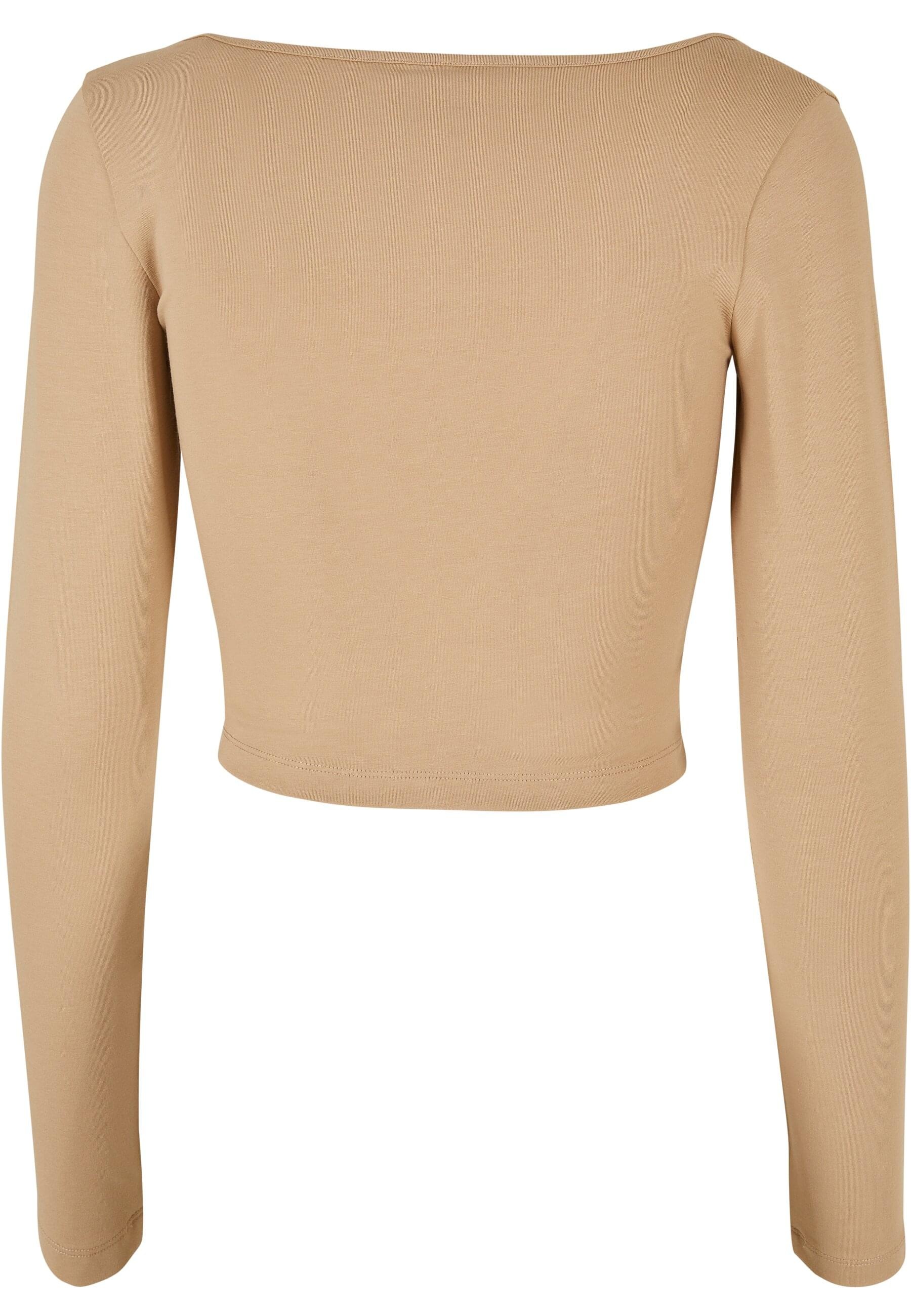 URBAN CLASSICS Longsleeve »Urban Classics Damen Ladies Organic Wide Neck Cropped Longsleeve«, (1 tlg.)