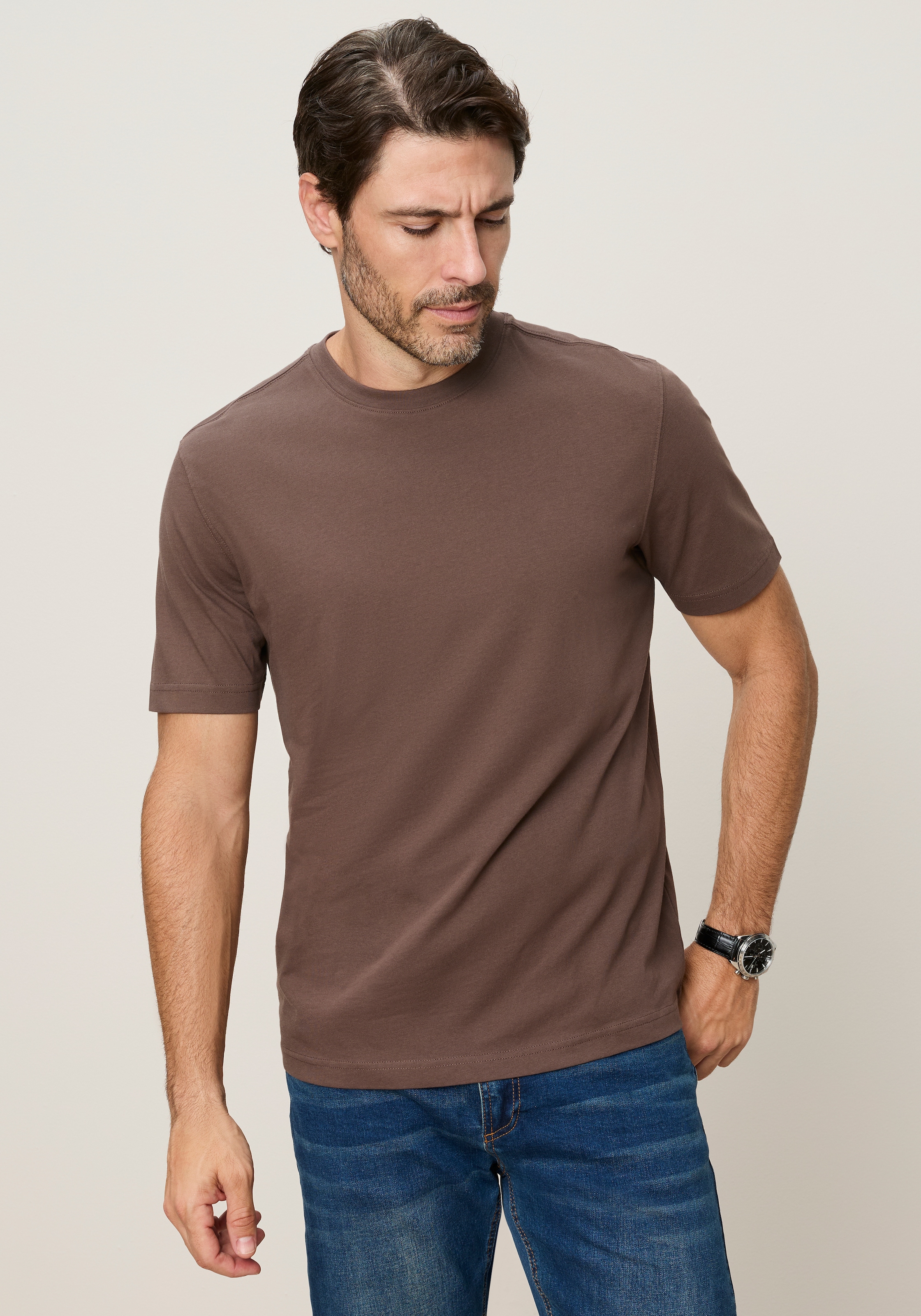 Man's World Rundhalsshirt 5er-Pack,  Kurzarm,  Regular Fit,  unifarben,  Rundhals,  aus Baumwolle