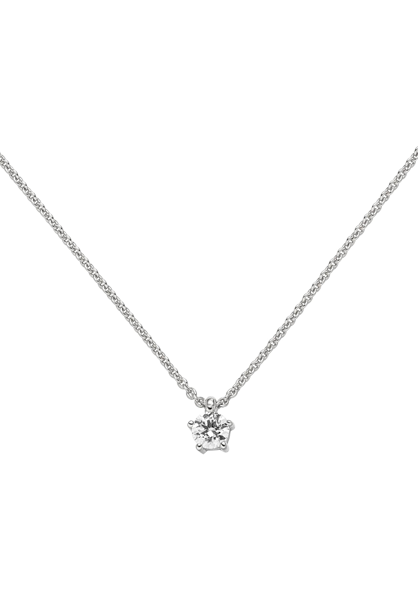 JOBO Kette mit Anhänger »Solitär Diamant Brillant 0,15 ct.« 14 Karat 585 Weißgold 45 cm