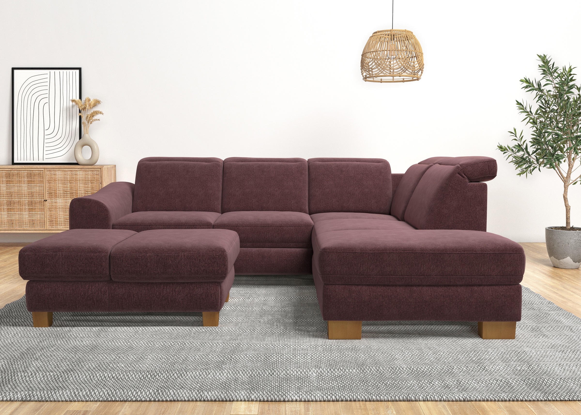 Home affaire Ecksofa "Dundee L-Form" wahlweise mit Kopfteilverstellung und zusätzlich mit Schlaffunktion