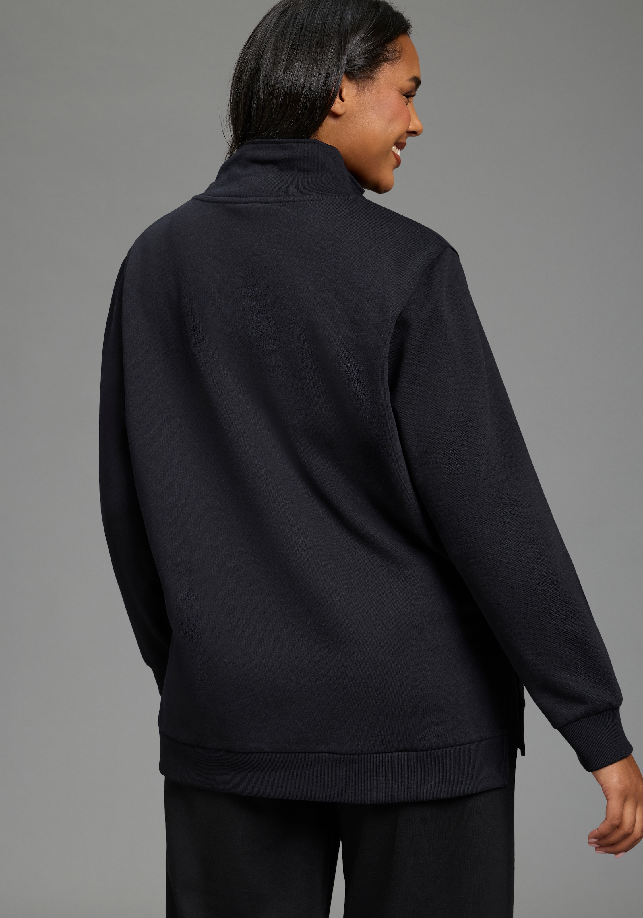 Laura Scott CURVE Longsweatshirt »Große Größen«, mit Stehkragen, aus angerauter Sweatware, lässig geschnitten
