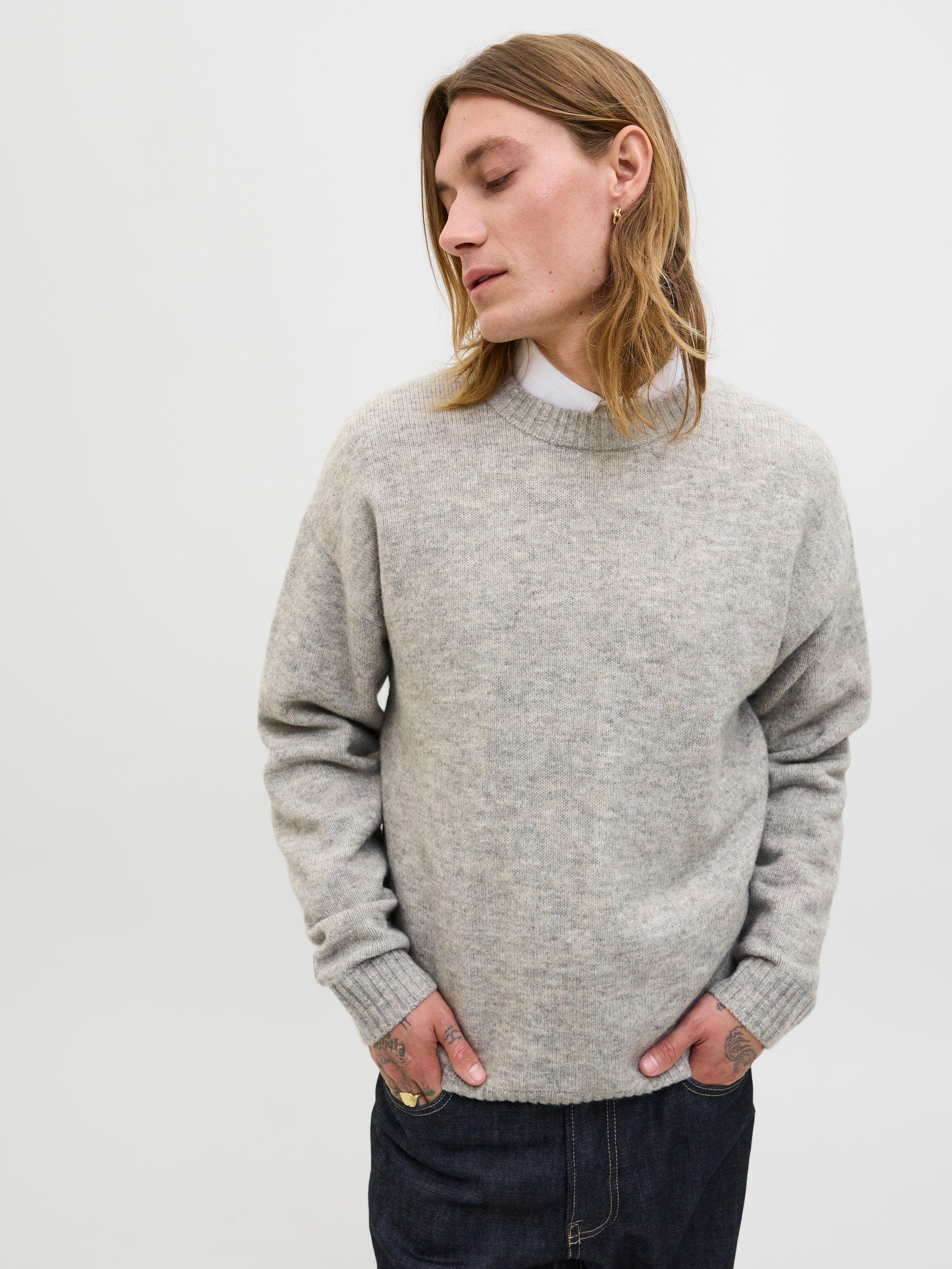Jack & Jones Rundhalspullover "JJESOHO OLLIE KNIT CREW NECK SN" Materialmix günstig online kaufen