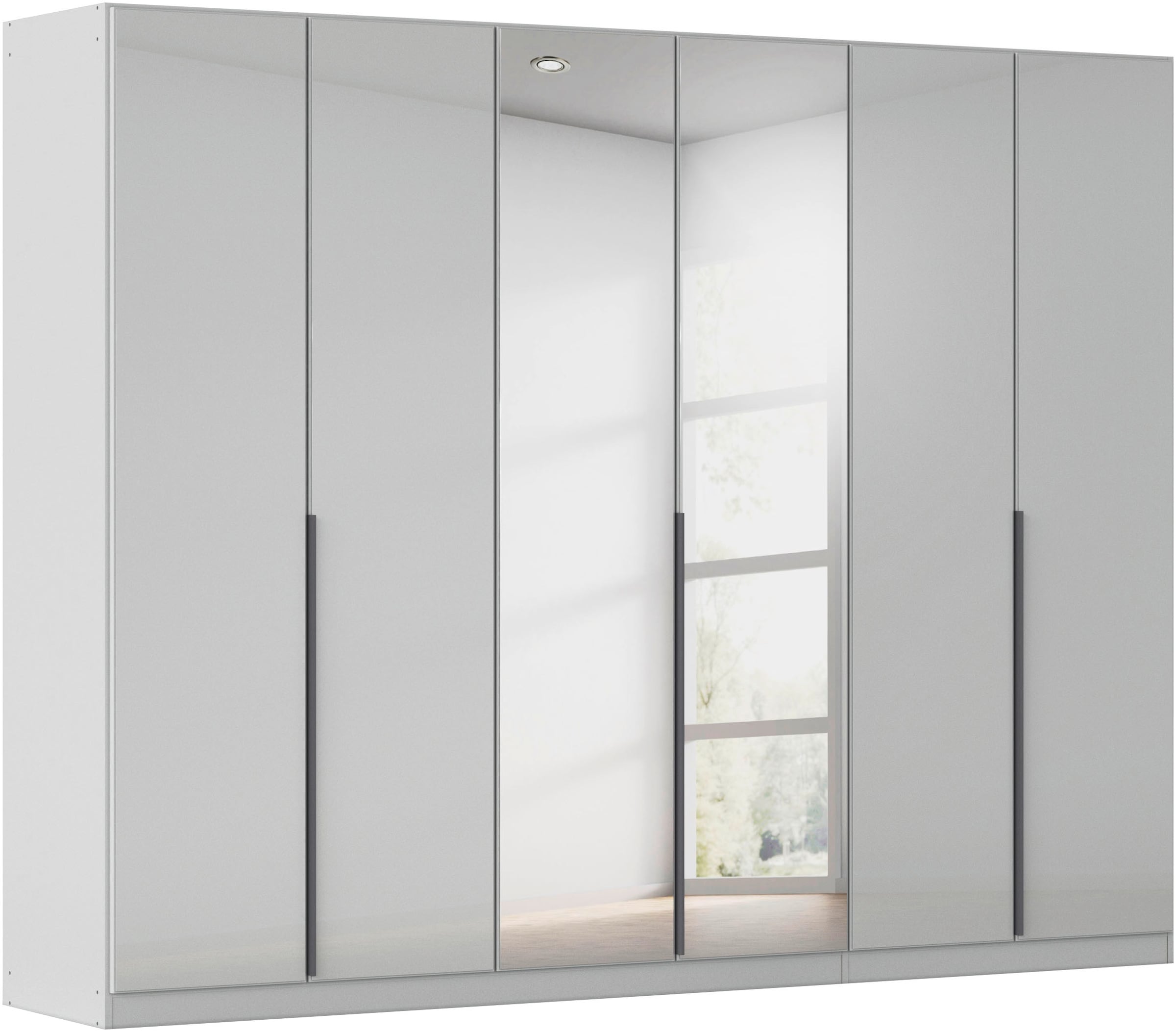 OTTO home Drehtürenschrank "Kleiderschrank Schrank Garderobe AGORDO mit Glasfront und Spiegel" in zwei Griff-Farben, Breiten 91-405 cm, durchdachte Innenausstattung, in 8 Breiten und 2 Höhen MADE IN GERMANY