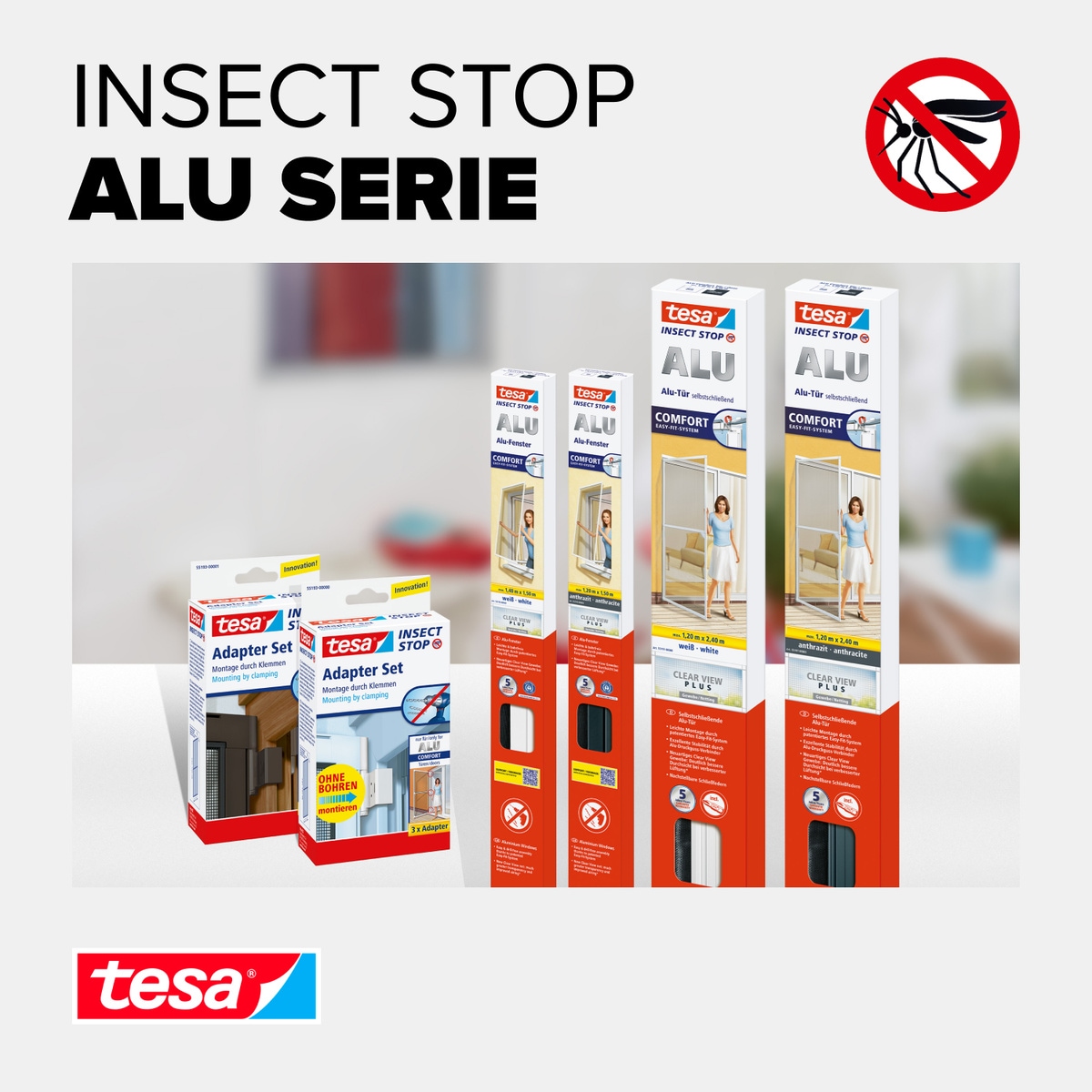 tesa Insektenschutz-Tür »Insect Stop ALU Lamellentür teleskopierbar - 0,60m - 0,95m max. 2,20m«, Insektenschutzvorhang mit Lamellen - für Balkon- und Terrassentüren