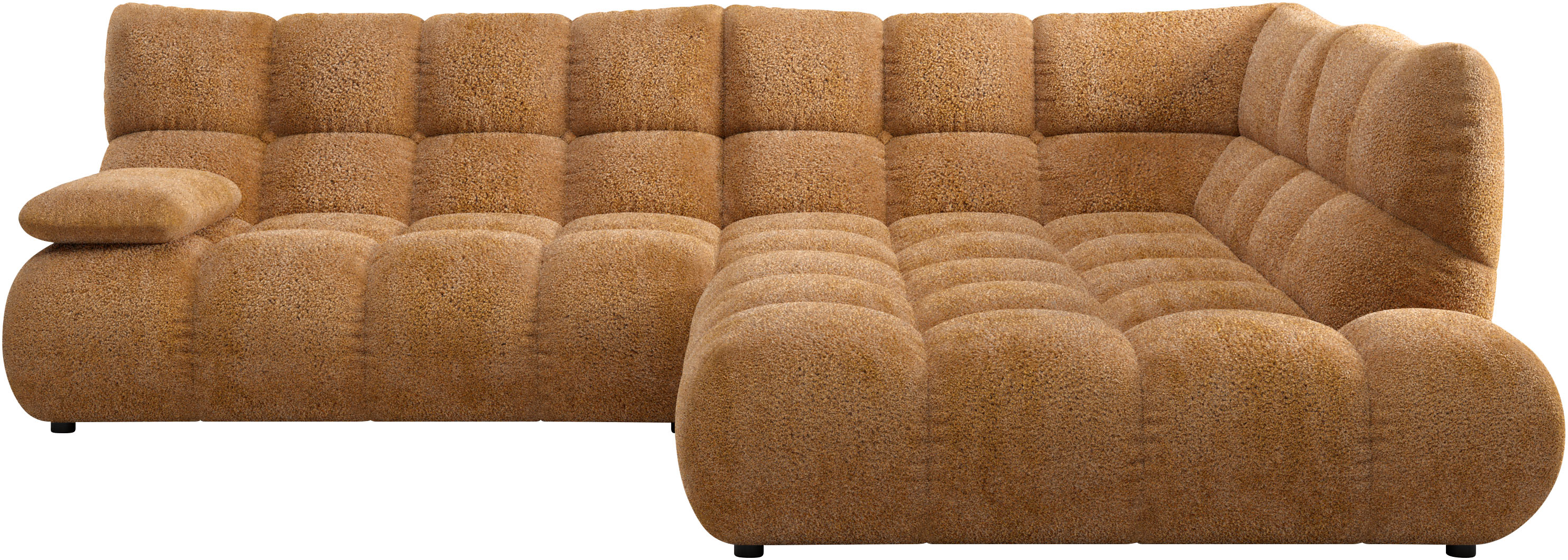 Home affaire Ecksofa "Cozy Bubble, mit klappbarer Armlehne, Breite 289 cm" mit eleganter Steppung, Rundumbezug & weicher Polsterung
