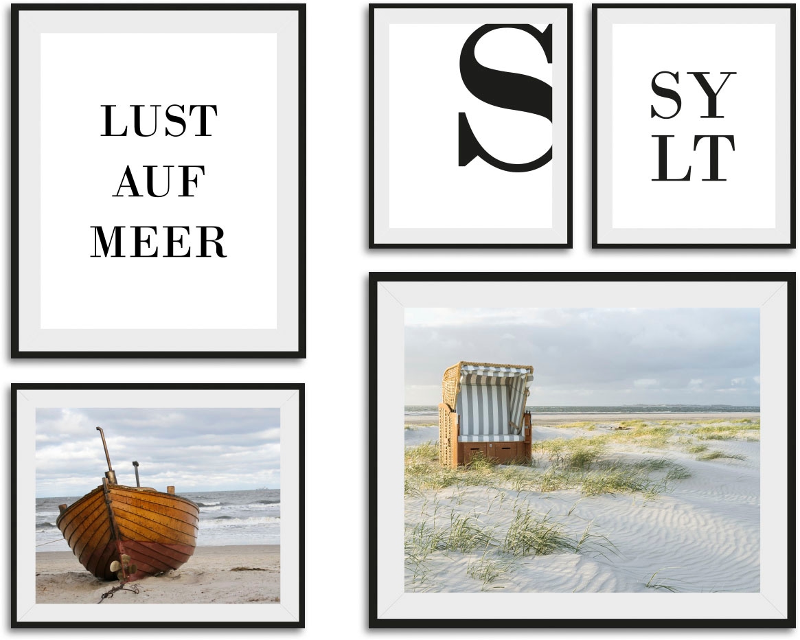 queence Bild "Sylt", Strand-Deutschland-Schriftzug-Meer-Meer Bilder-Schiffe günstig online kaufen