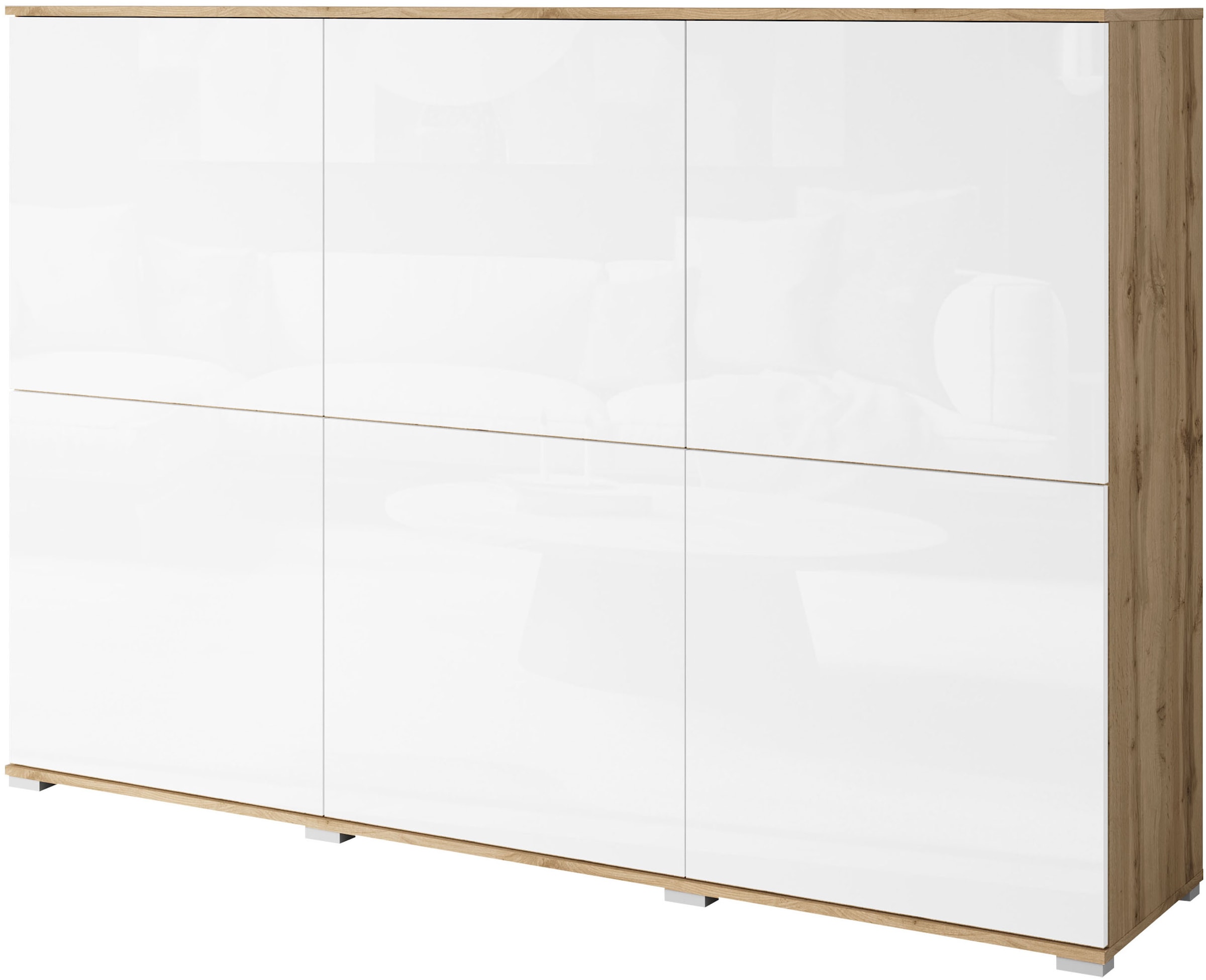 INOSIGN Highboard »Kenia, moderne grifflose Hochkommode mit 6 Türen, Breite 180 cm«, (1 St.), Push-to-Open-Fronten, höhenverstellbaren Einlegeböden