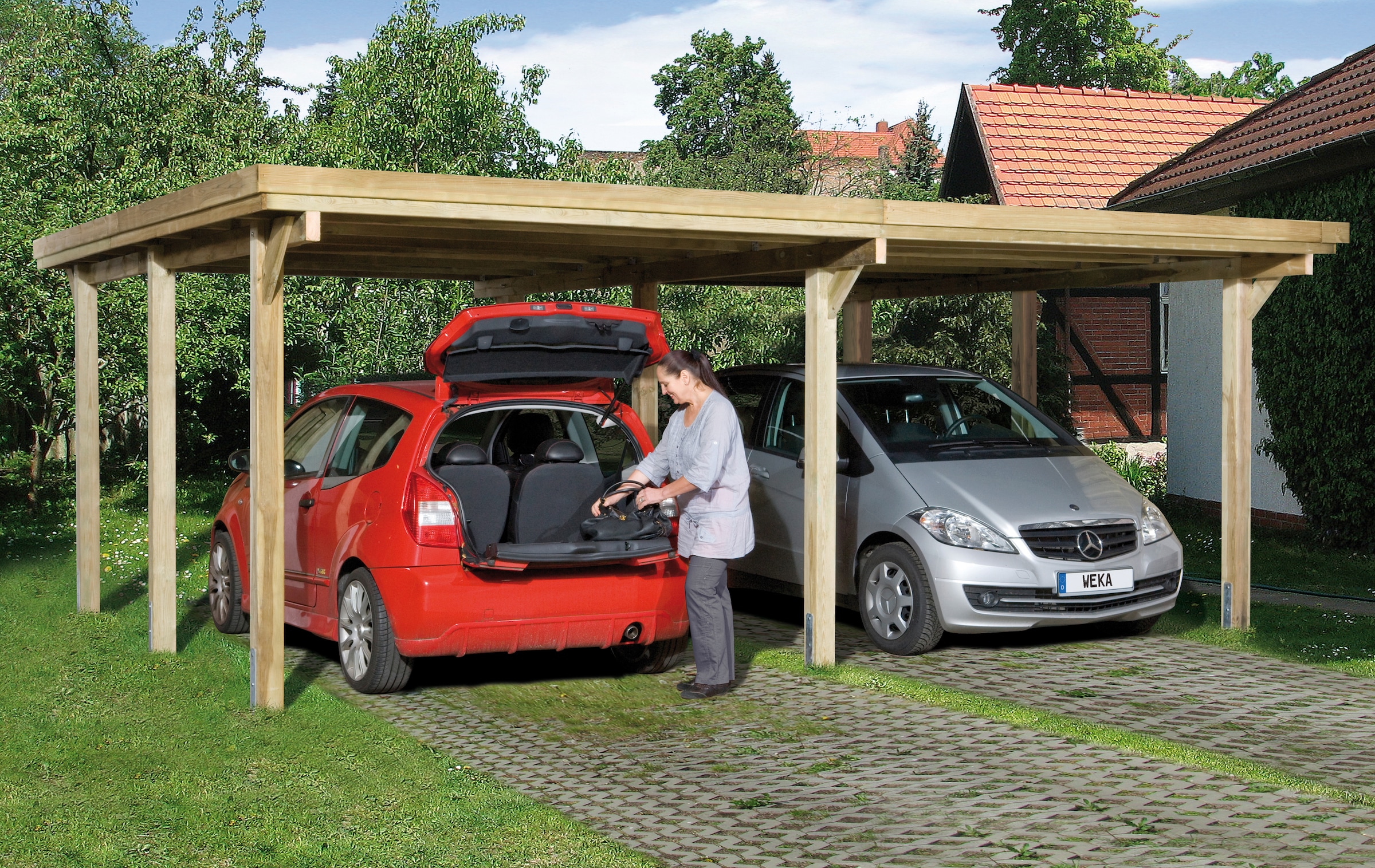 weka Doppelcarport »Optima 1«, Holz, 270 cm, braun