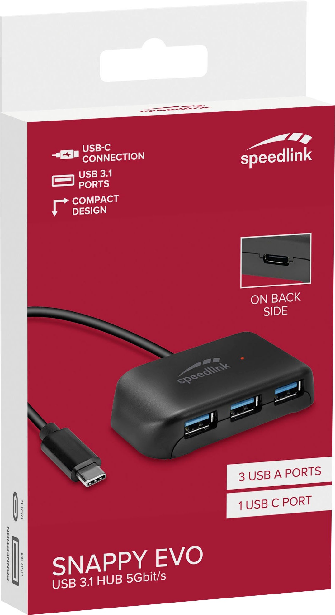 Speedlink USB-Adapter »SNAPPY EVO USB Hub, 4-Port, Type-C to USB 3.0, USB 3.1 Gen 1«, passiv