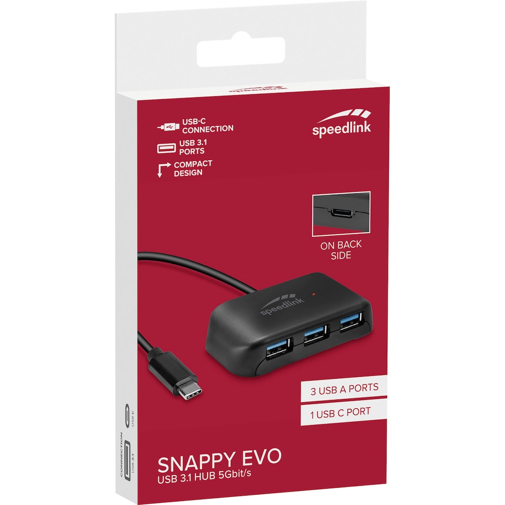 Speedlink USB-Adapter »SNAPPY EVO USB Hub, 4-Port, Type-C to USB 3.0, USB 3.1 Gen 1«, passiv