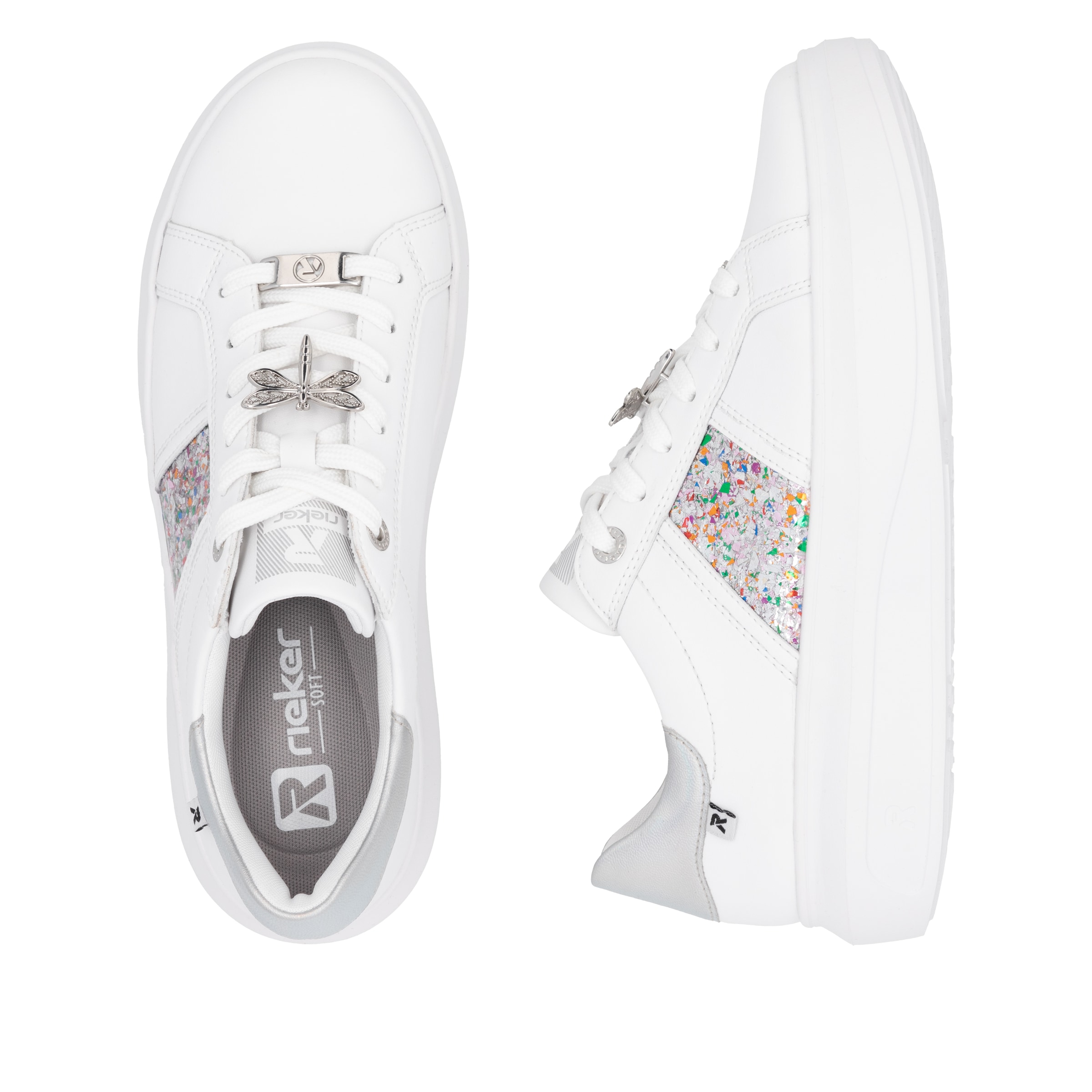 RIEKER Sport Plateausneaker, mit stylischen Metallic-Details, Freizeitschuh, Halbschuh, Schnürschuh