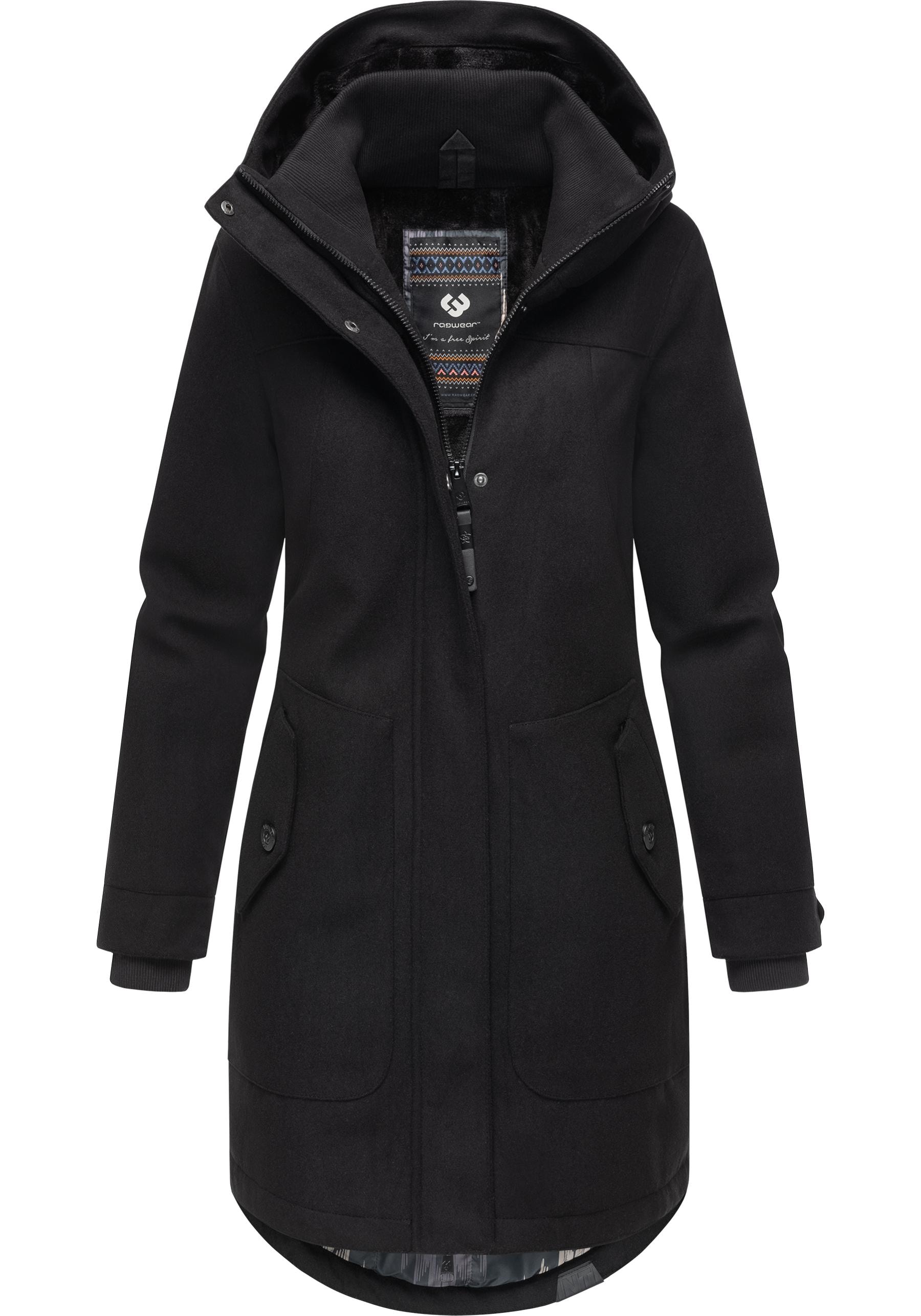 Ragwear Wintermantel "Jannisa Coat", Klassischer Damen Kurzmantel mit Kapuze