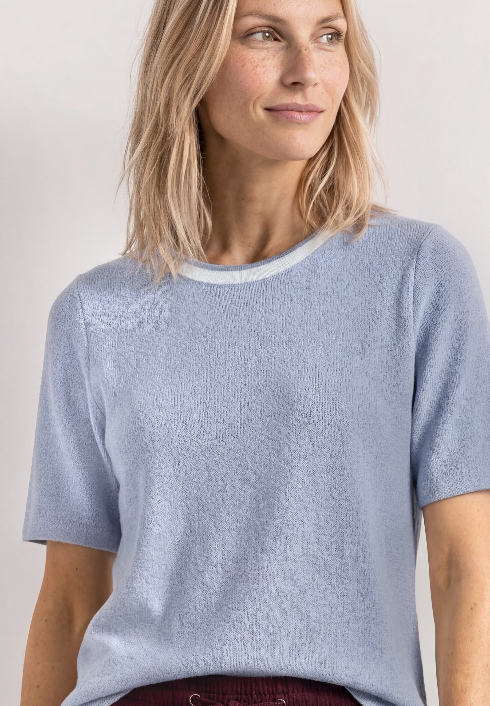 STREET ONE Kurzarmshirt Kurzarm Sommershirt im Strick-Look mit Rundhals
