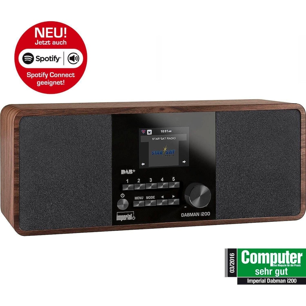 IMPERIAL by TELESTAR Digitalradio (DAB+) »DABMAN i200«, (WLAN-LAN (Ethernet) Digitalradio (DAB+)-Internetradio-FM-Tuner-UKW mit RDS 20 W)