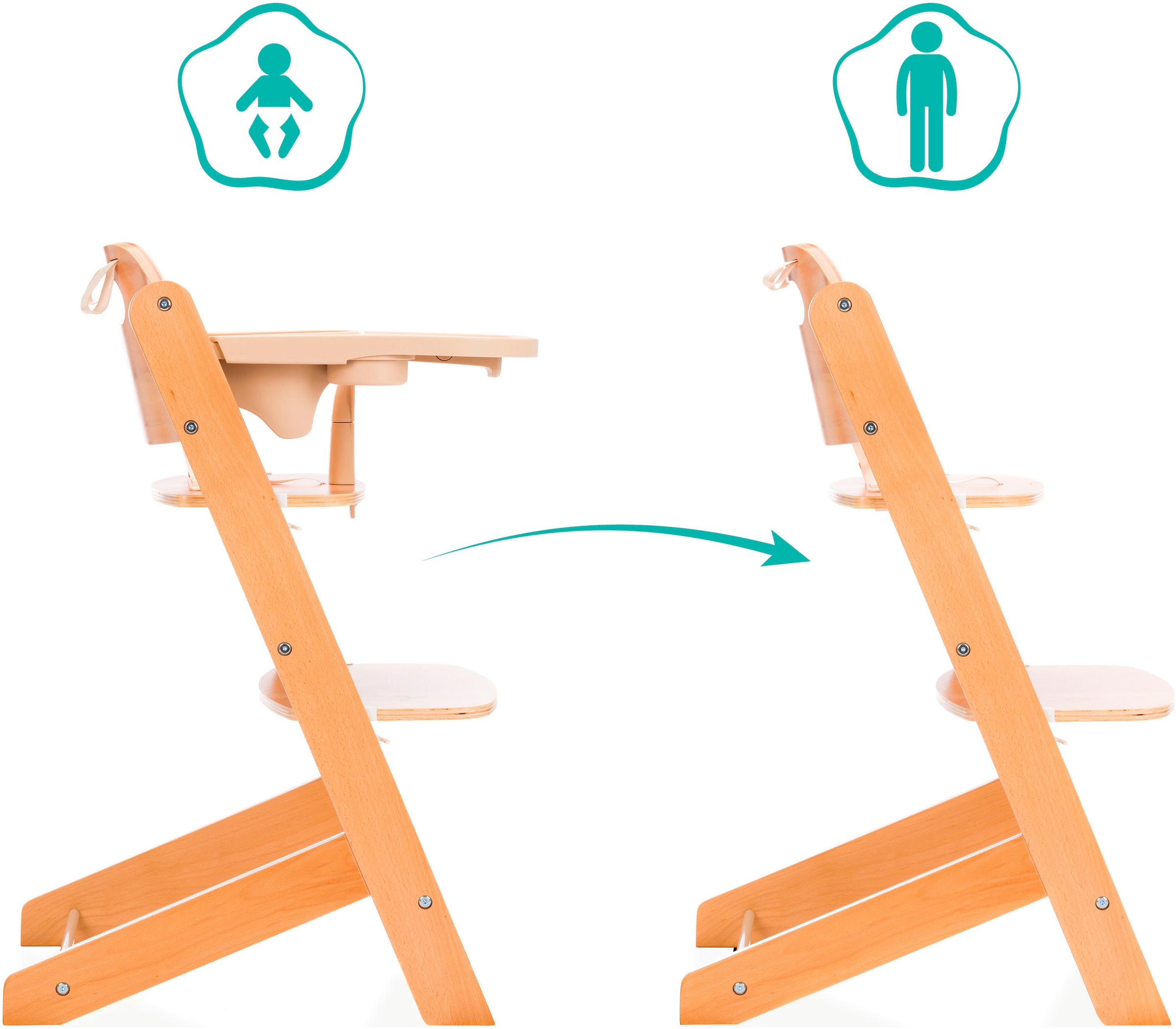 Fillikid Hochstuhl »Pia Swing«, (Set), 3 St., inkl. Neugeborgenenaufsatz und Wippe