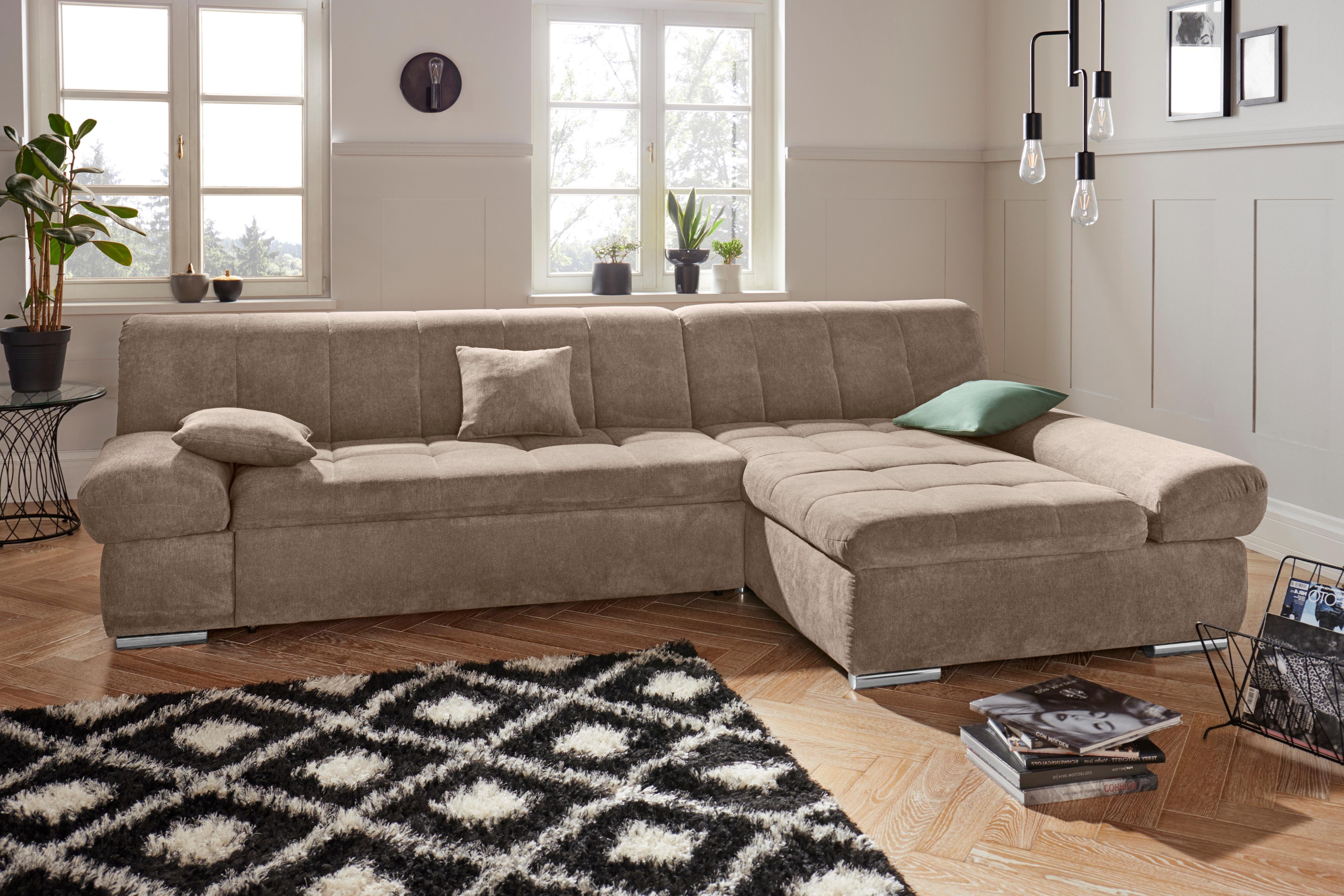 DOMO collection "MONA 297x173 cm, modern & komfortabel, optional mit Komfortfunktionen" whlw. mit Bettfunktion, L-Form